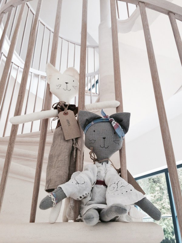 deVOL-Kitchens-Cotes Mill-showroom-limestone-spiral staircase -Fabien-Remi-handmade-cats-cute