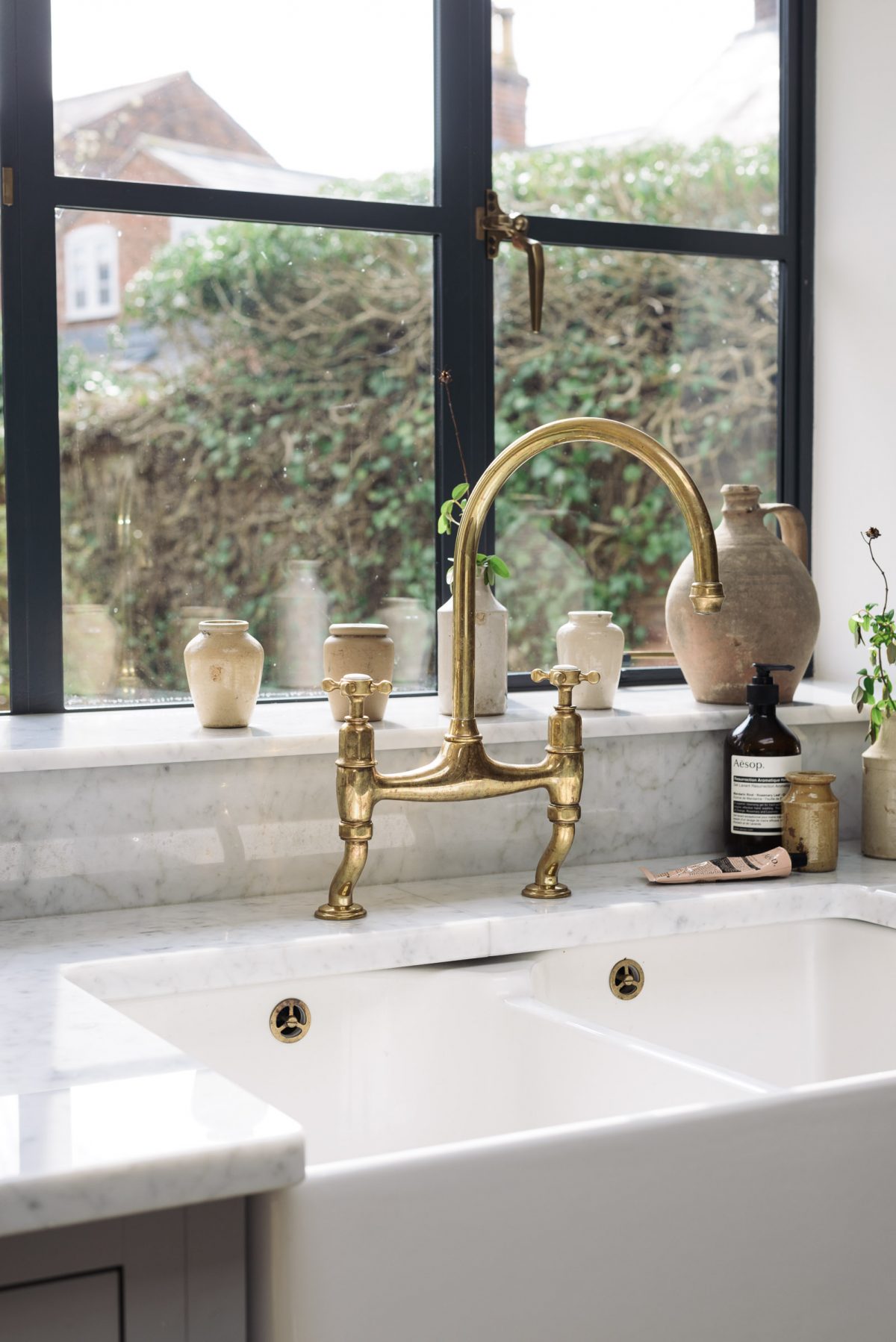 The deVOL Aged Brass Ionian Tap made in collaboration with Perrin & Rowe.