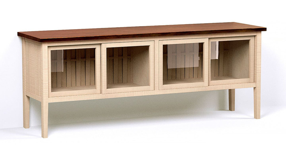 1800mm Sideboard with Sliding Glazed Doors & Woven Back Panel