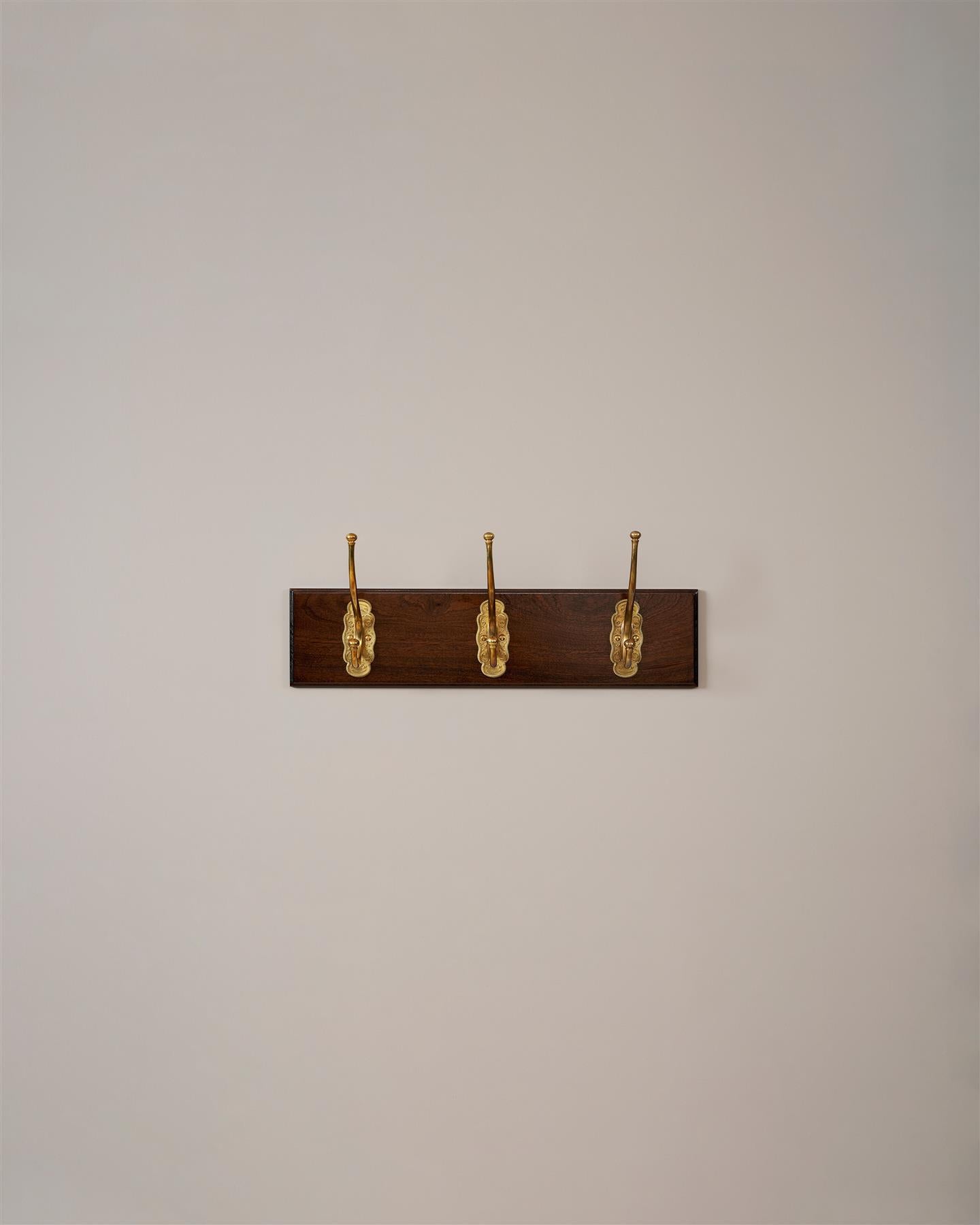 The Grand Parisian Café Hook Rack - 3 Hooks, Mahogany Finish