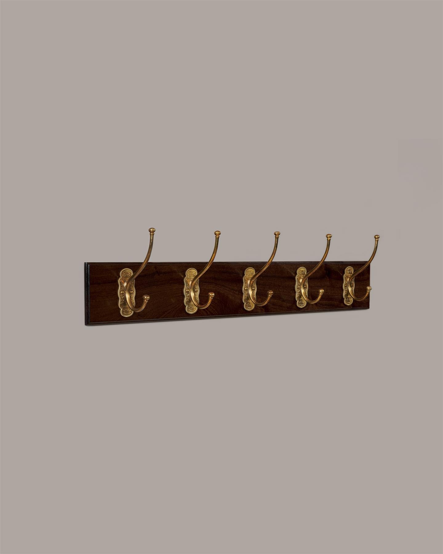 The Grand Parisian Café Hook Rack - 5 Hooks, Mahogany Finish