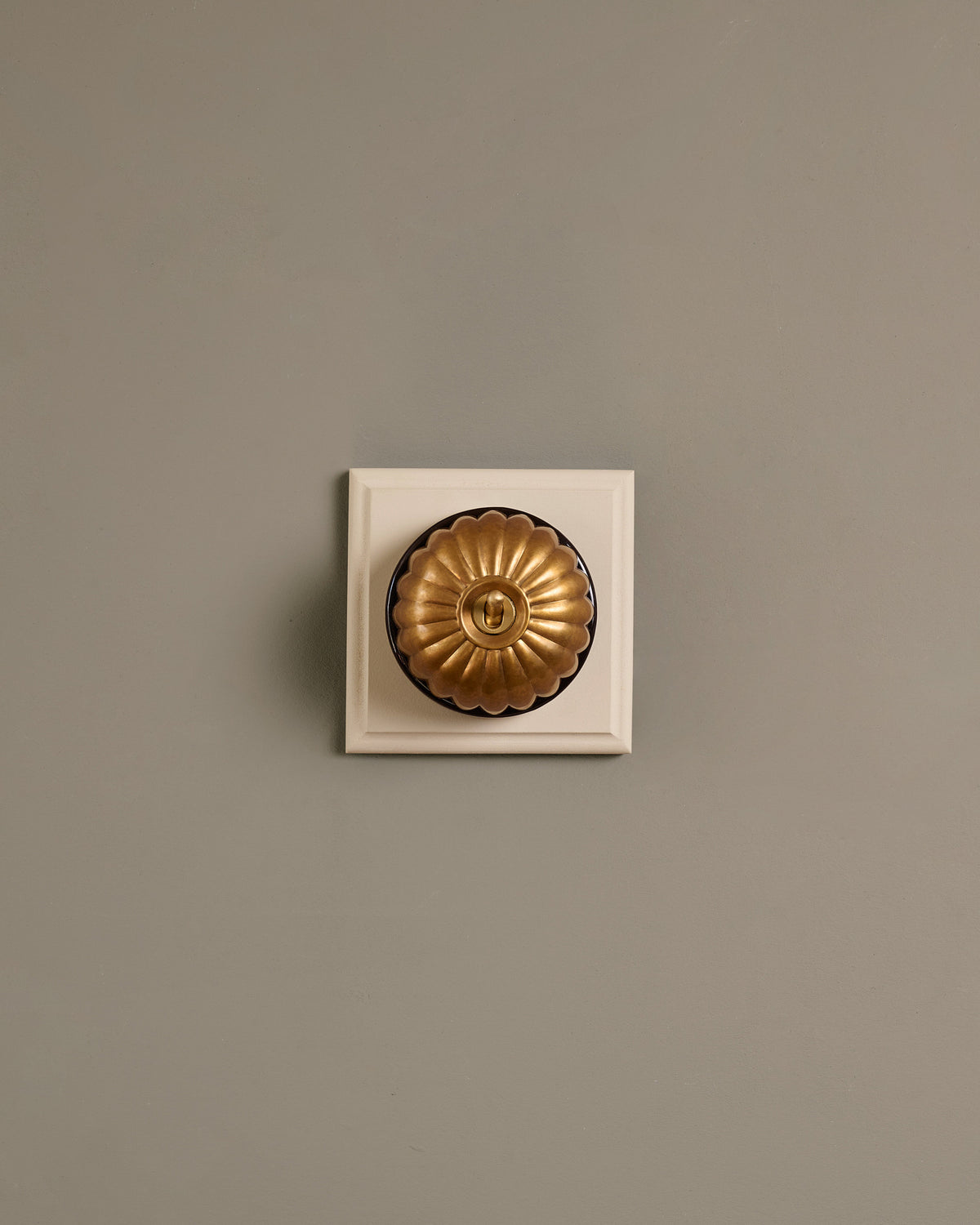 The Jelly Toggle Switch (1 Gang & Primed Maple Pattress) - Aged Brass with Black Base. TEST