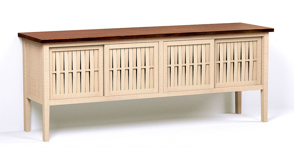 1800mm Sideboard with Sliding Woven Doors & Painted Back Panel