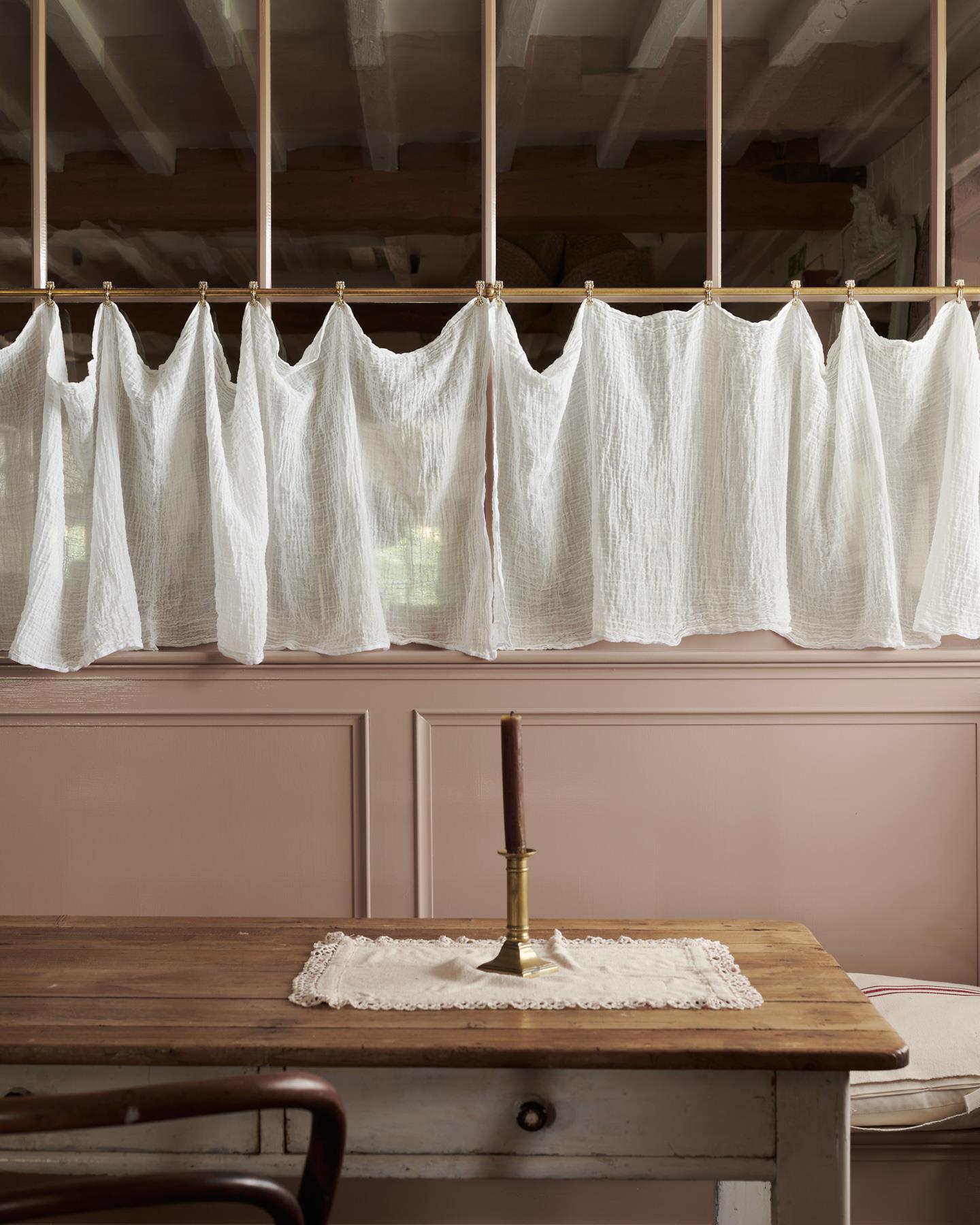 Aged Brass Café Curtain Rail - 1000mm rail with 3 brackets & 12 clips