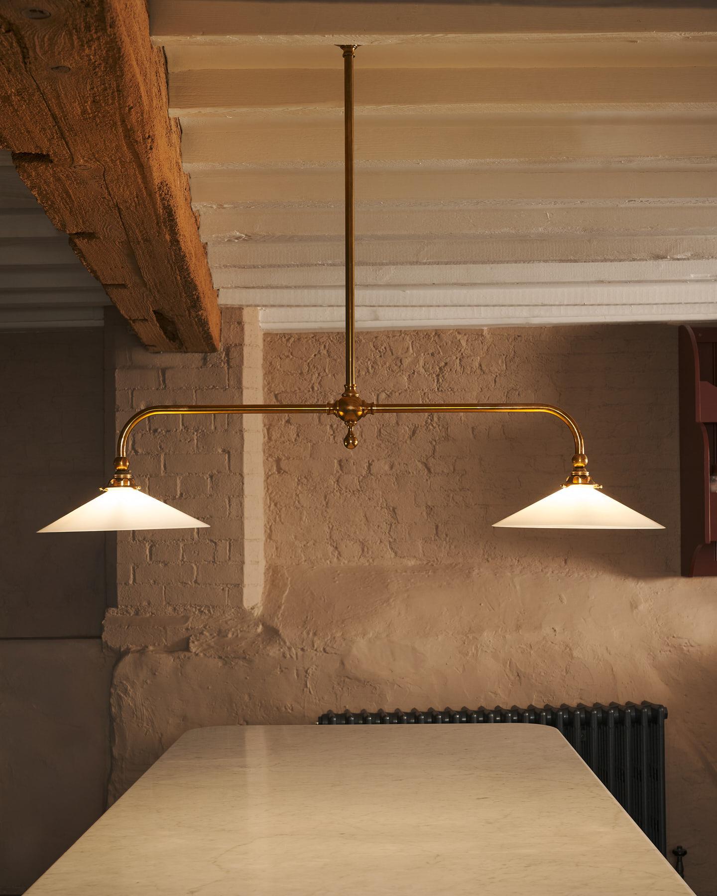 The Heirloom Gaselier Light with Milk Glass Shades - Tall