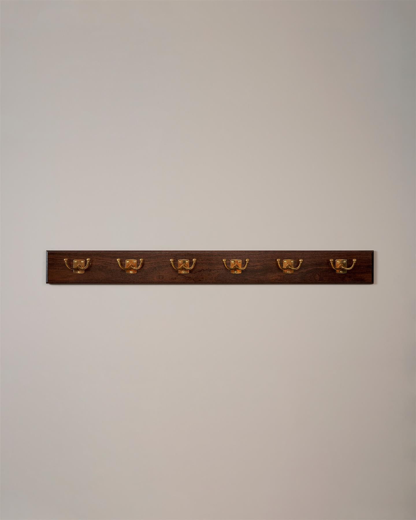 The Twin Edwardian Hook Rack - 6 Hooks, Mahogany Finish