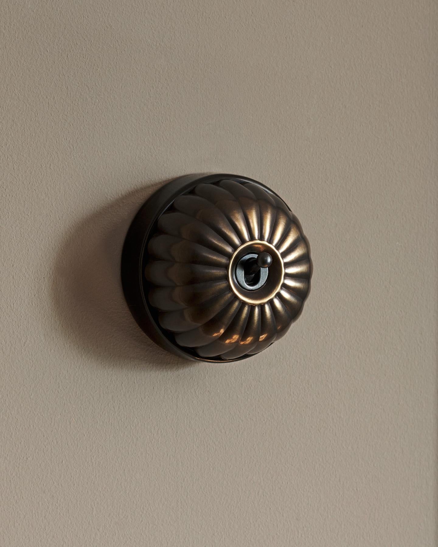The Jelly Toggle Switch - Oxidised Brass, Black Base, Intermediate