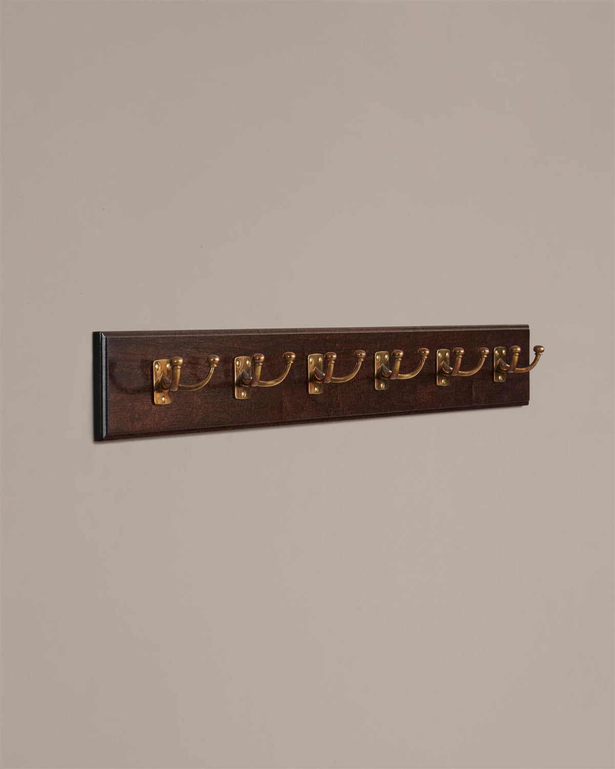 The Twin Edwardian Hook Rack - 6 Hooks, Mahogany Finish TEST