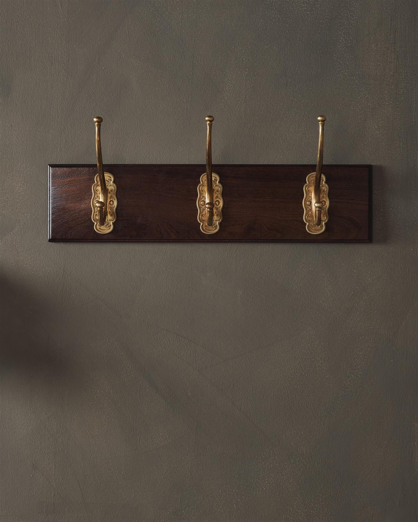The Grand Parisian Café Hook Rack - 3 Hooks, Mahogany Finish