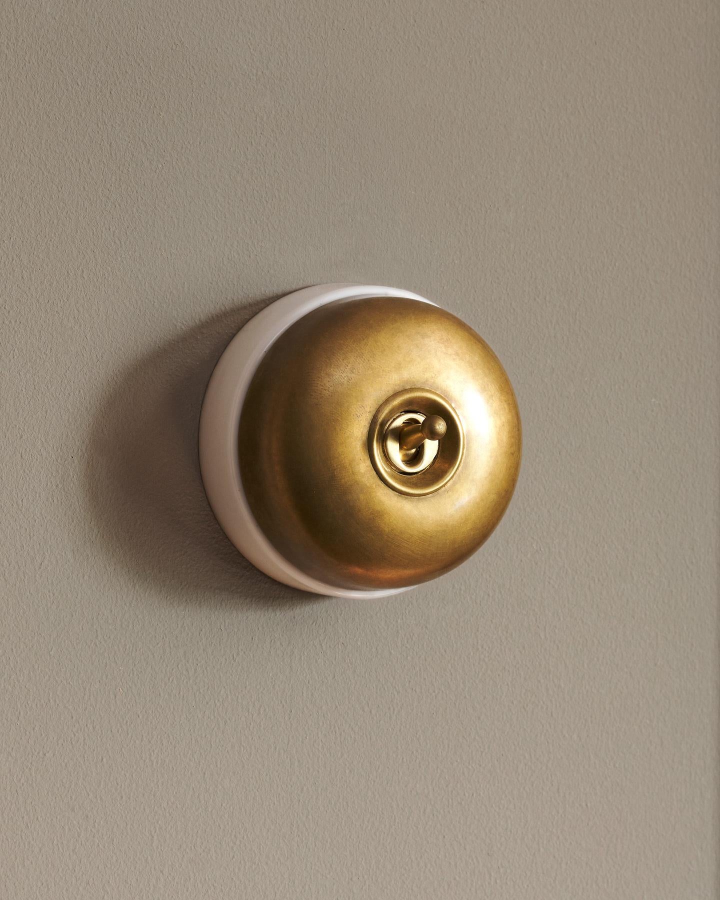The Dolly Toggle Switch - Aged Brass, White Base, 2 Way