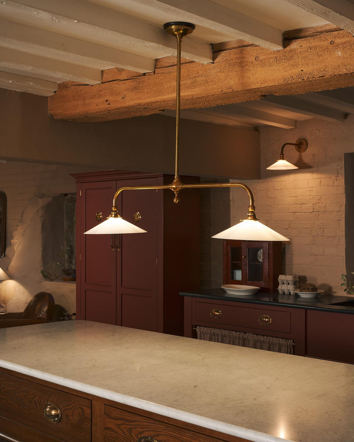 The Heirloom Gaselier Light with Milk Glass Shades - Tall TEST