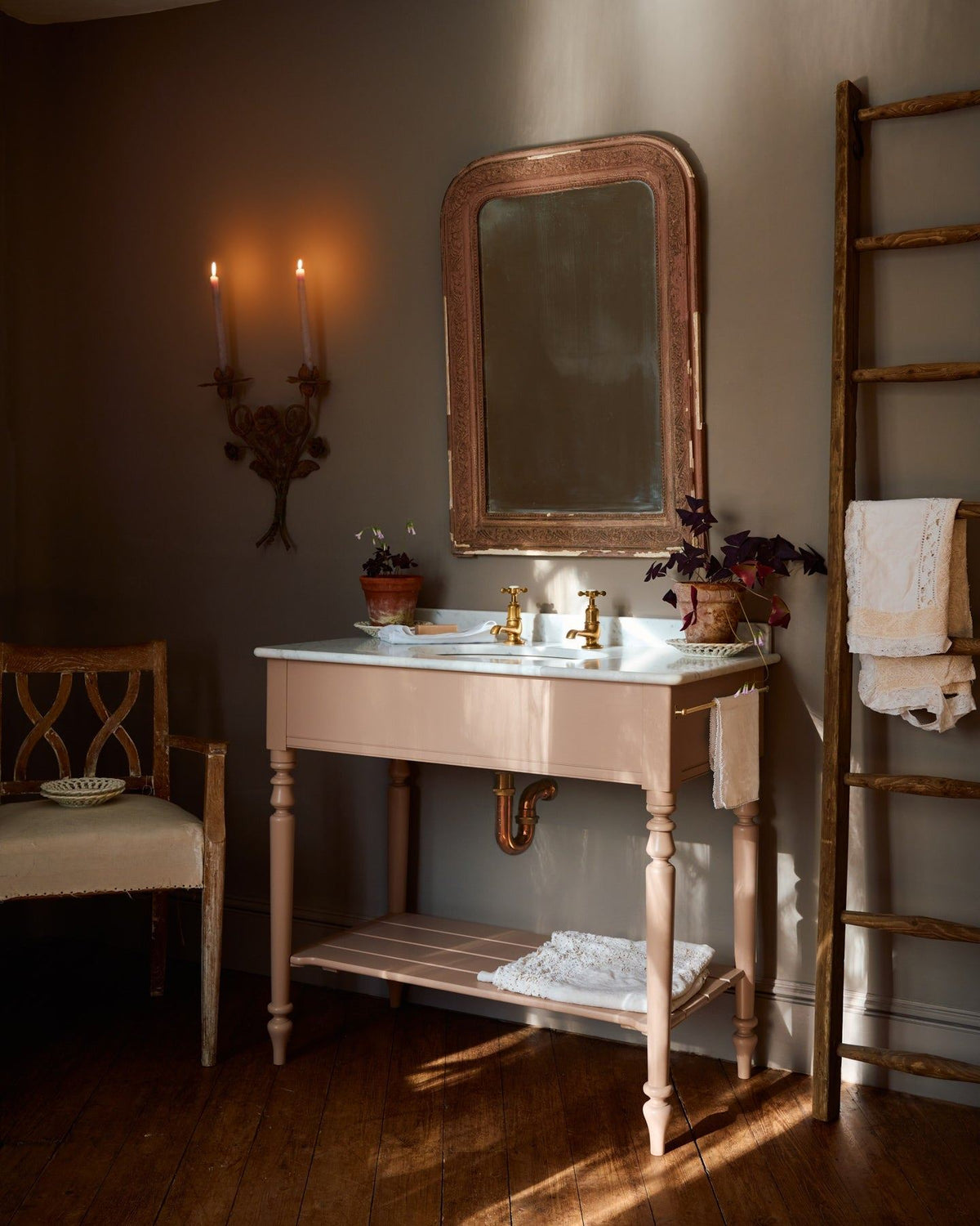deVOL Aged Brass Basin Pillar Taps TEST