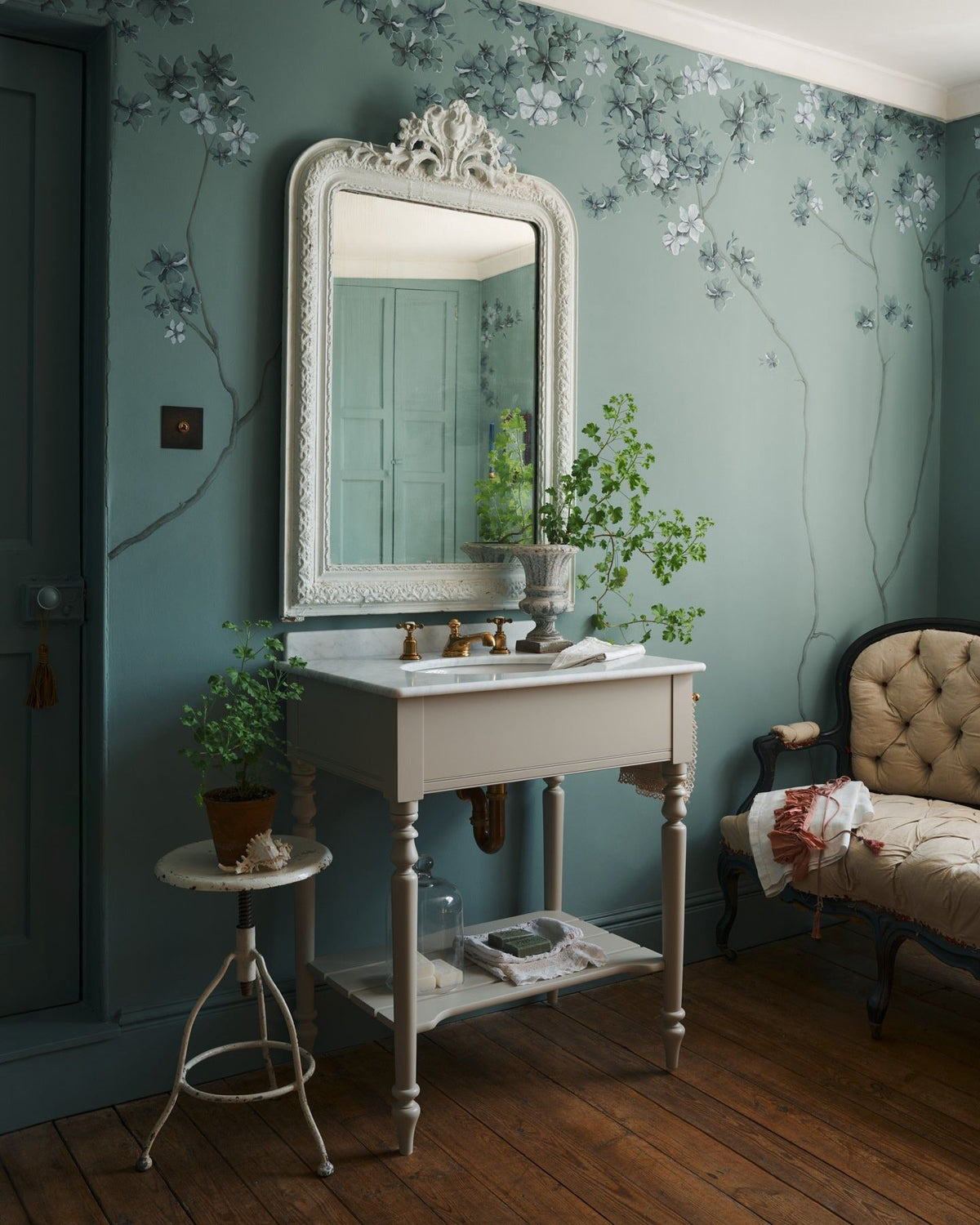 The Victorian Washstand with Mixer Tap - Twin, Mushroom, Carrara Marble Worktop TEST