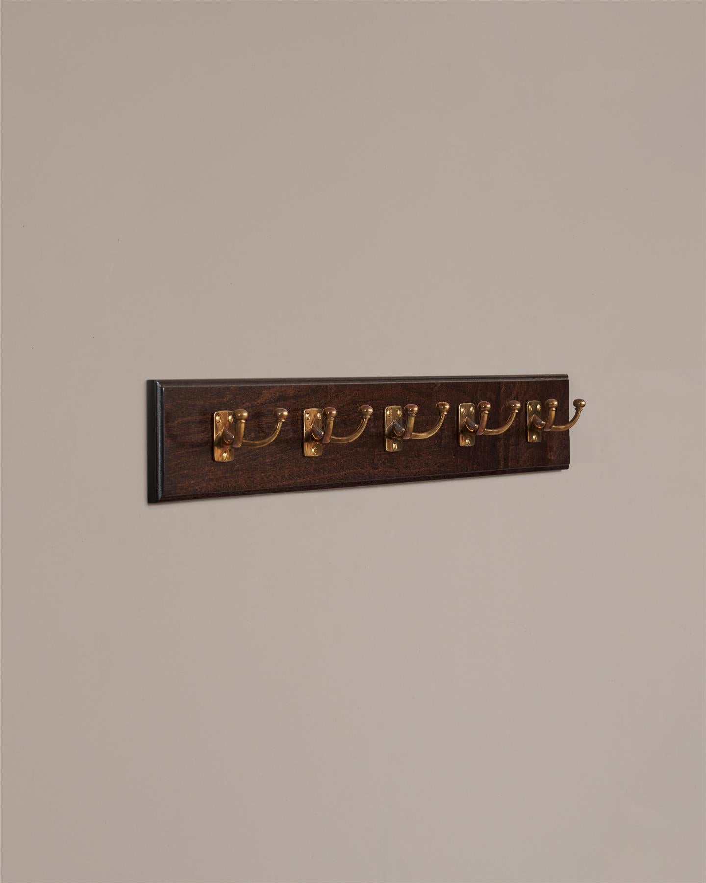 The Twin Edwardian Hook Rack - 5 Hooks, Mahogany Finish