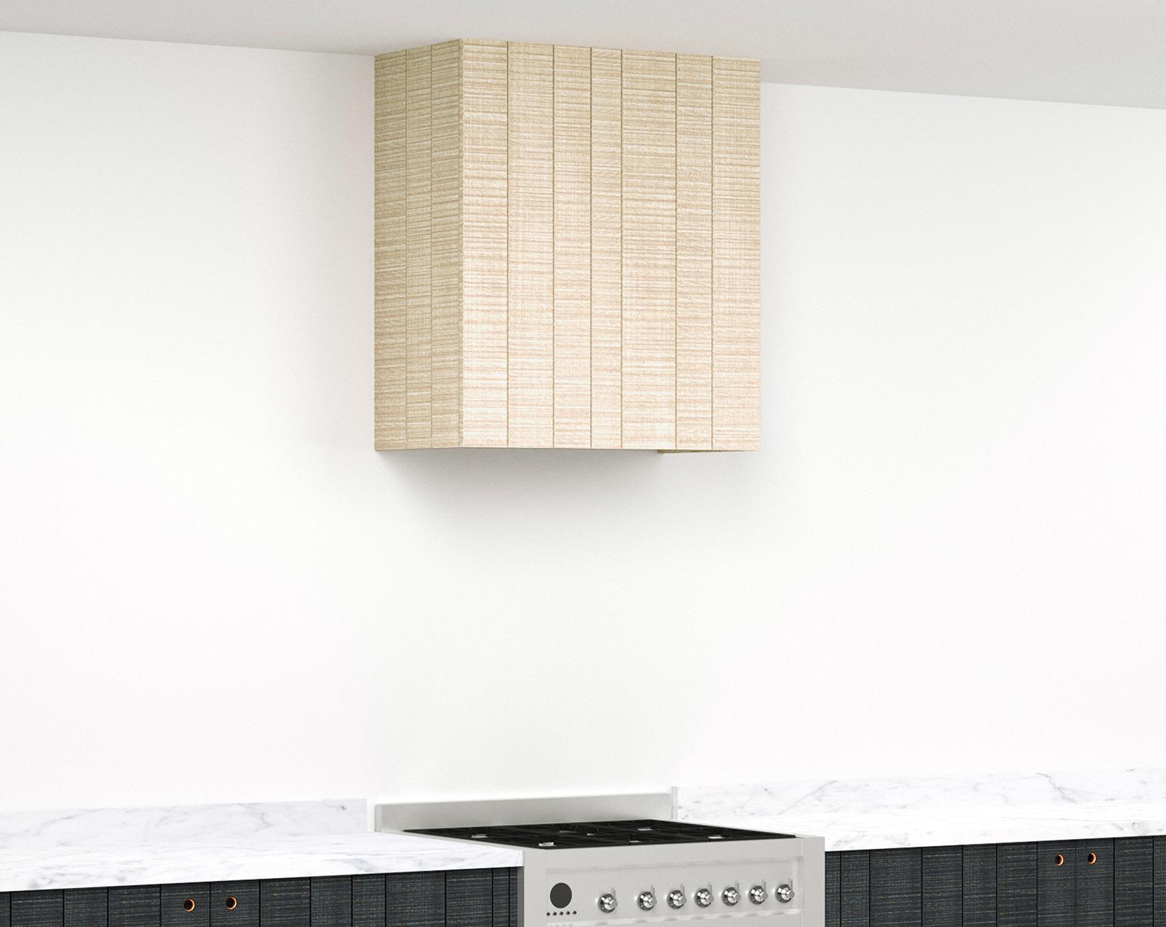 A render of a canopy for housing an extractor fan from deVOL's Sebastian Cox range.