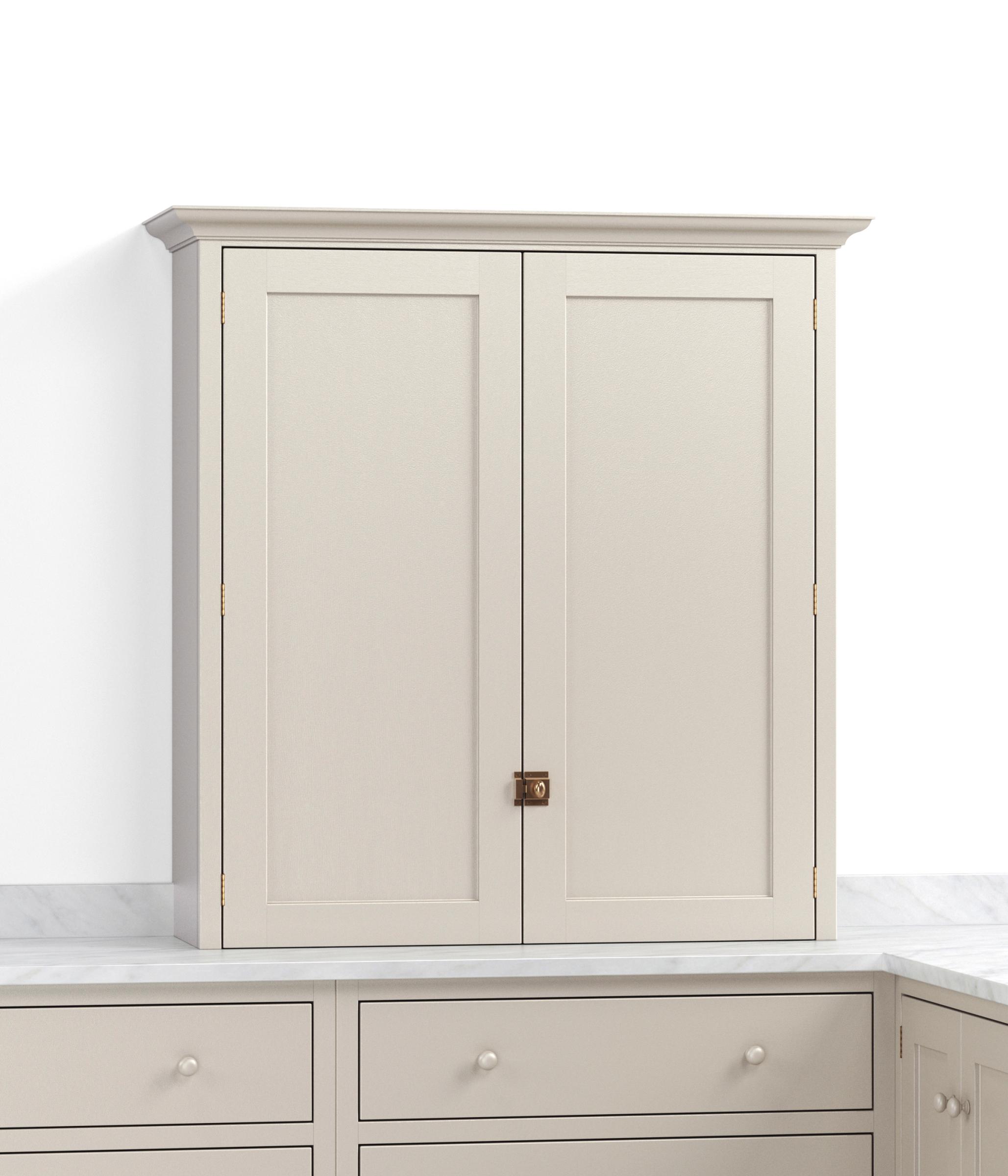 A render of a painted countertop cupboard with closed doors from deVOL's Real Shaker range.