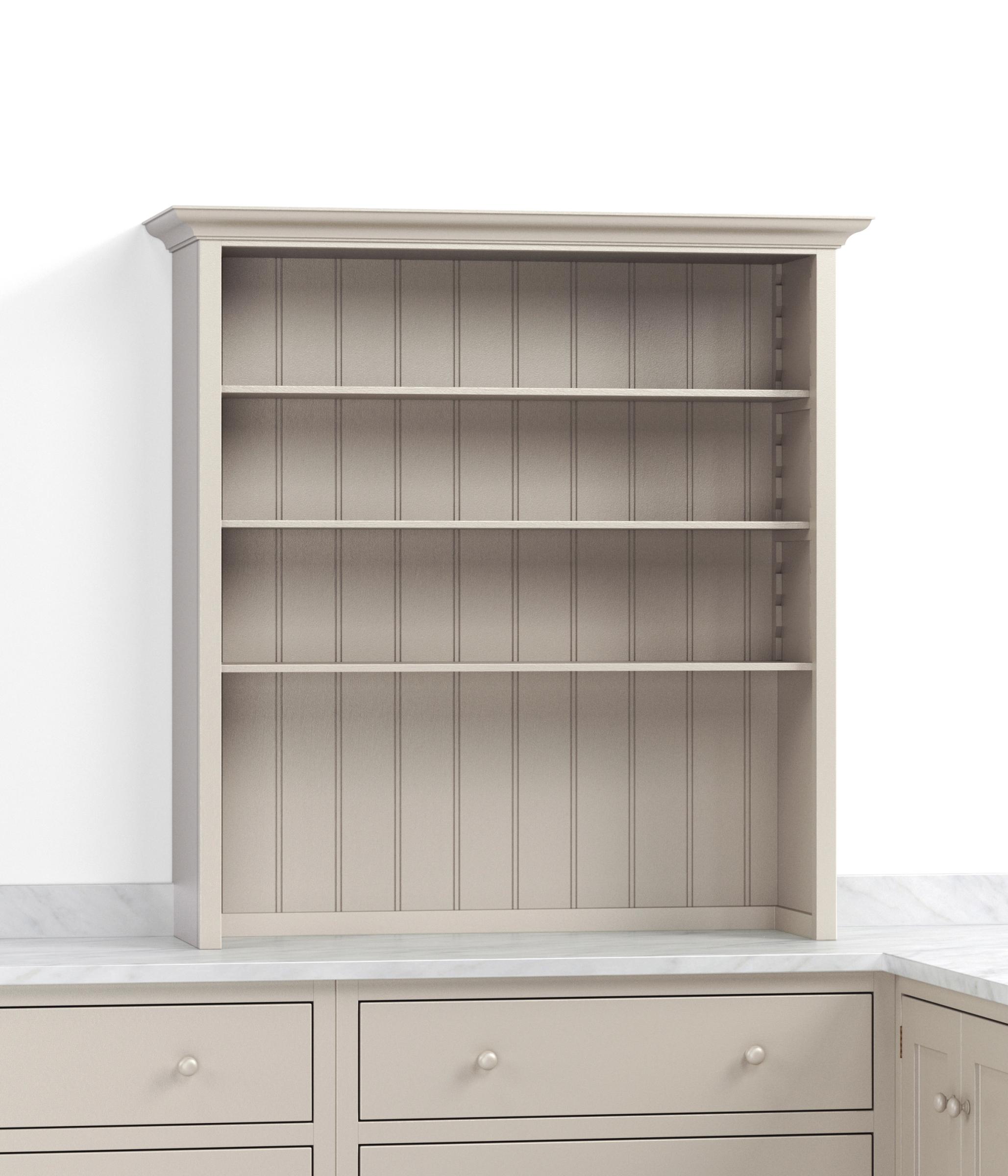 A render of a painted open countertop cupboard from deVOL's Real Shaker range.