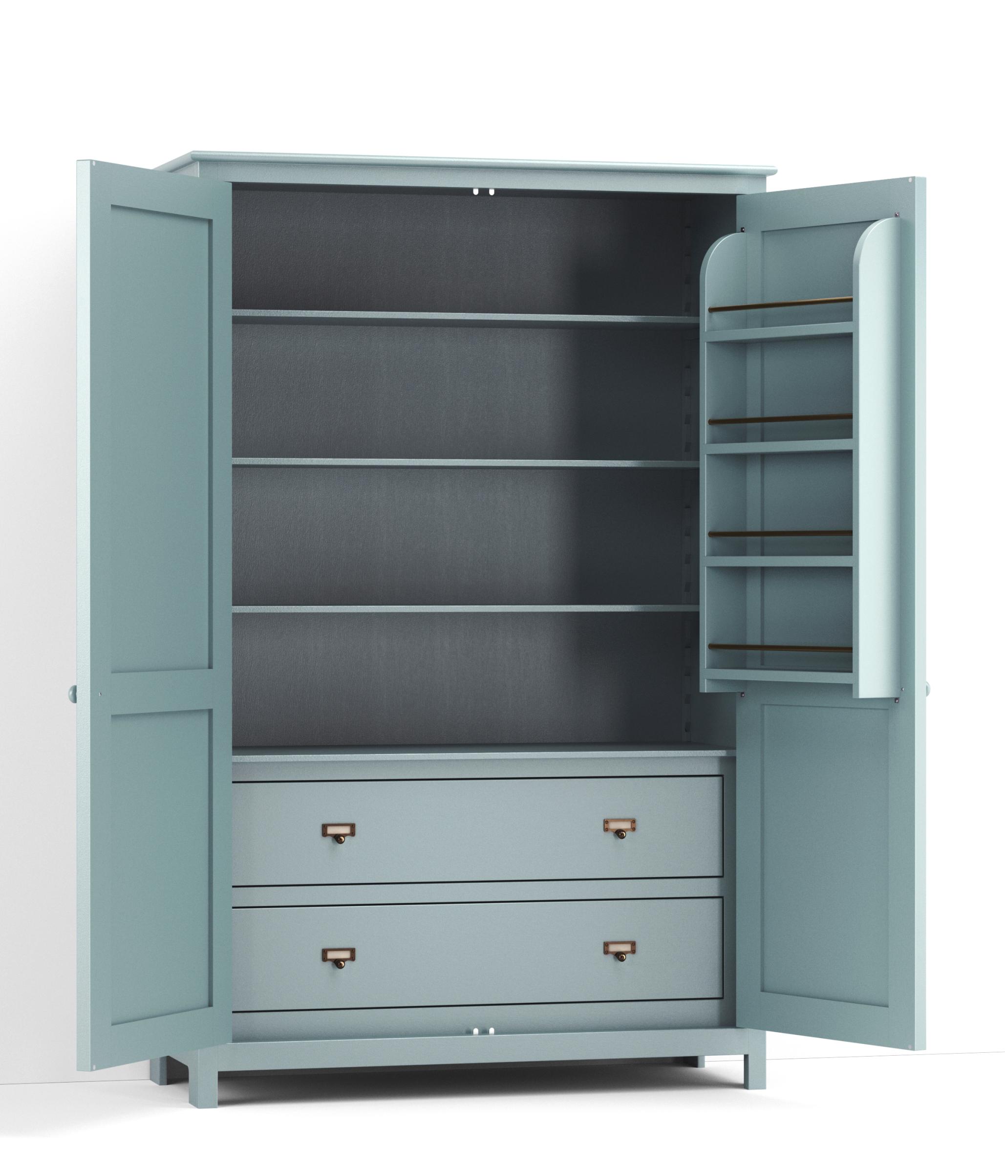 A render of a freestanding upright cupboard from deVOL's Real Shaker range.