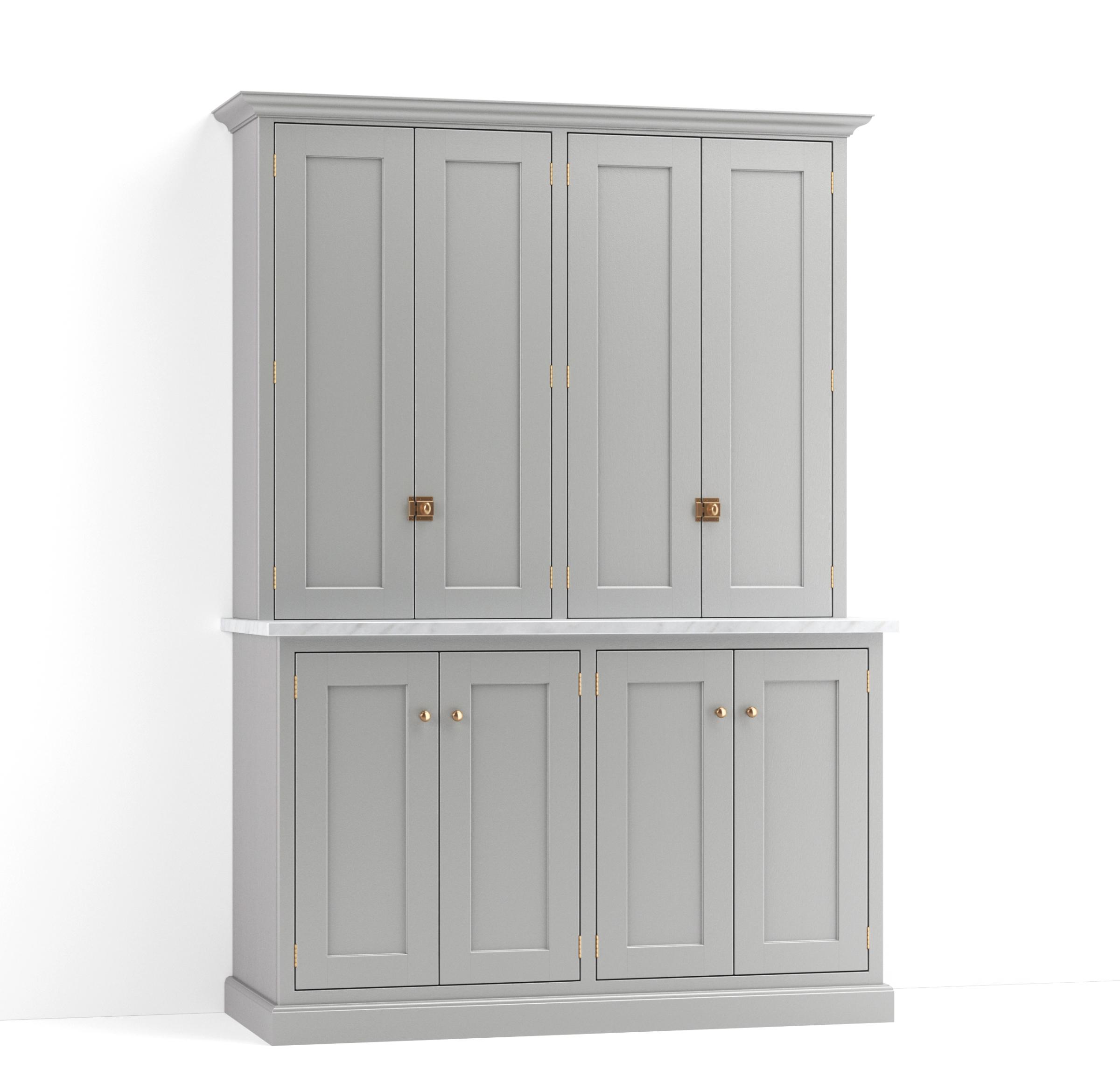 A render of a freestanding larder cupboard from deVOL's Real Shaker range.