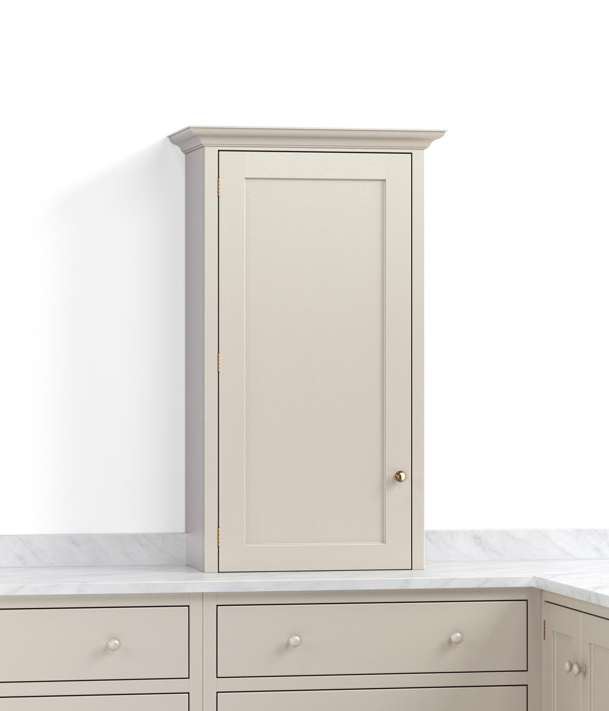 A render of a painted countertop cupboard with a closed door from deVOL's Real Shaker range.