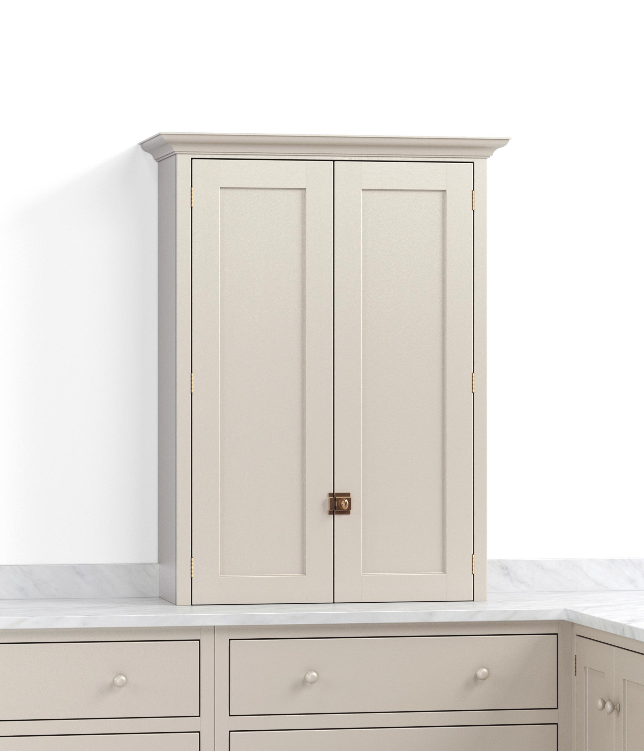 A render of a painted countertop cupboard with closed doors from deVOL's Real Shaker range.