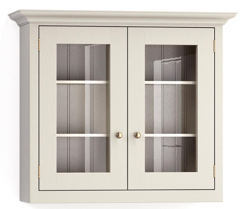 A render of a painted, glazed wall cupboard from deVOL's Real Shaker range.