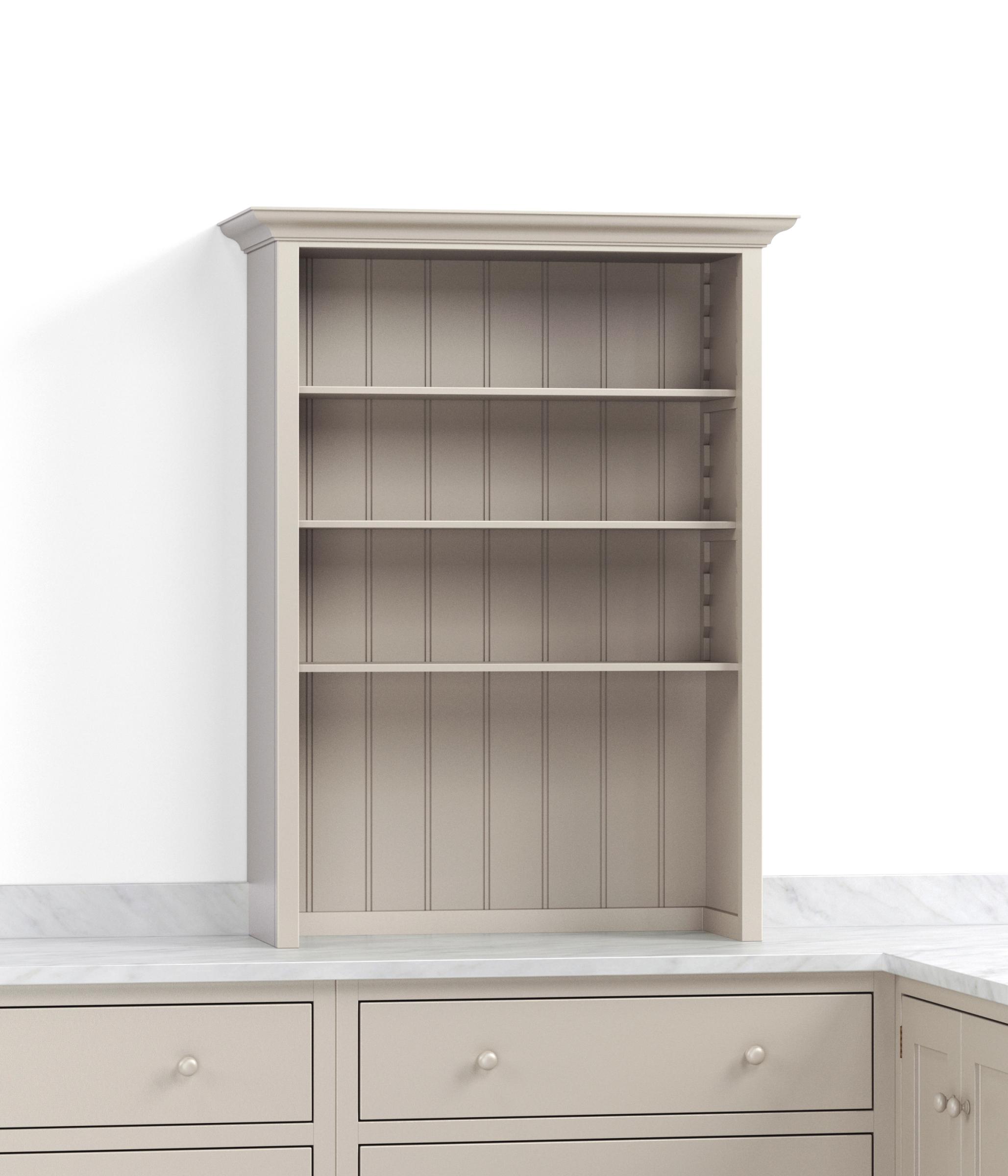 A render of a painted open countertop cupboard from deVOL's Real Shaker range.