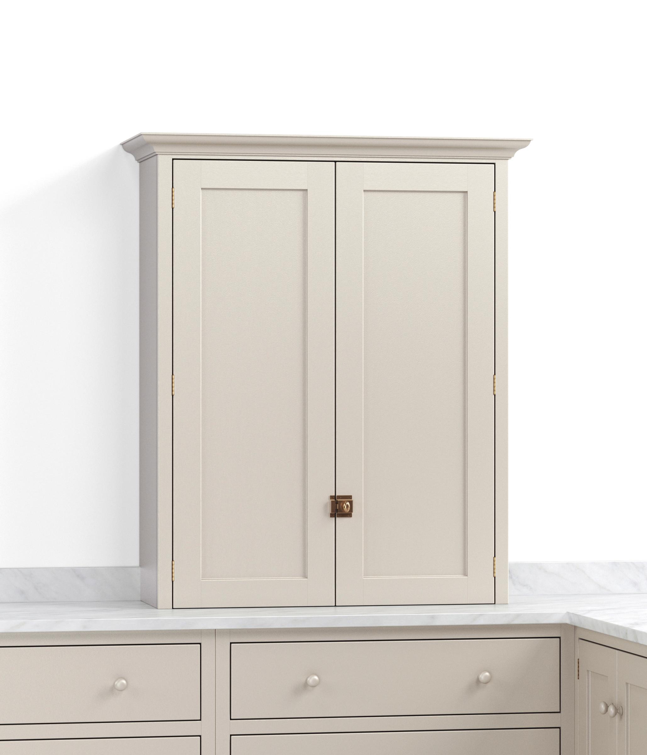 A render of a painted countertop cupboard with closed doors from deVOL's Real Shaker range.