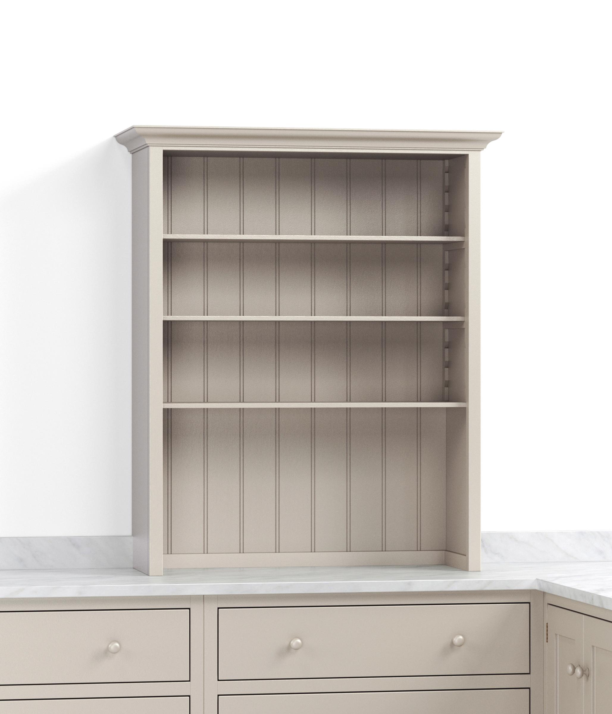 A render of a painted open countertop cupboard from deVOL's Real Shaker range.