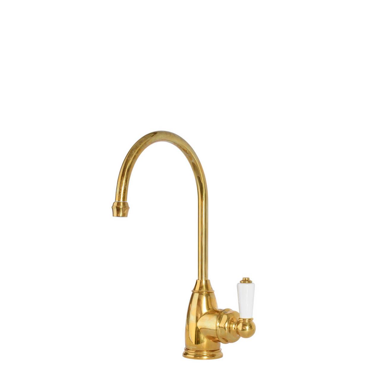 A cut-out image of a traditional style deVOL Instant Hot Tap in our aged brass finish.