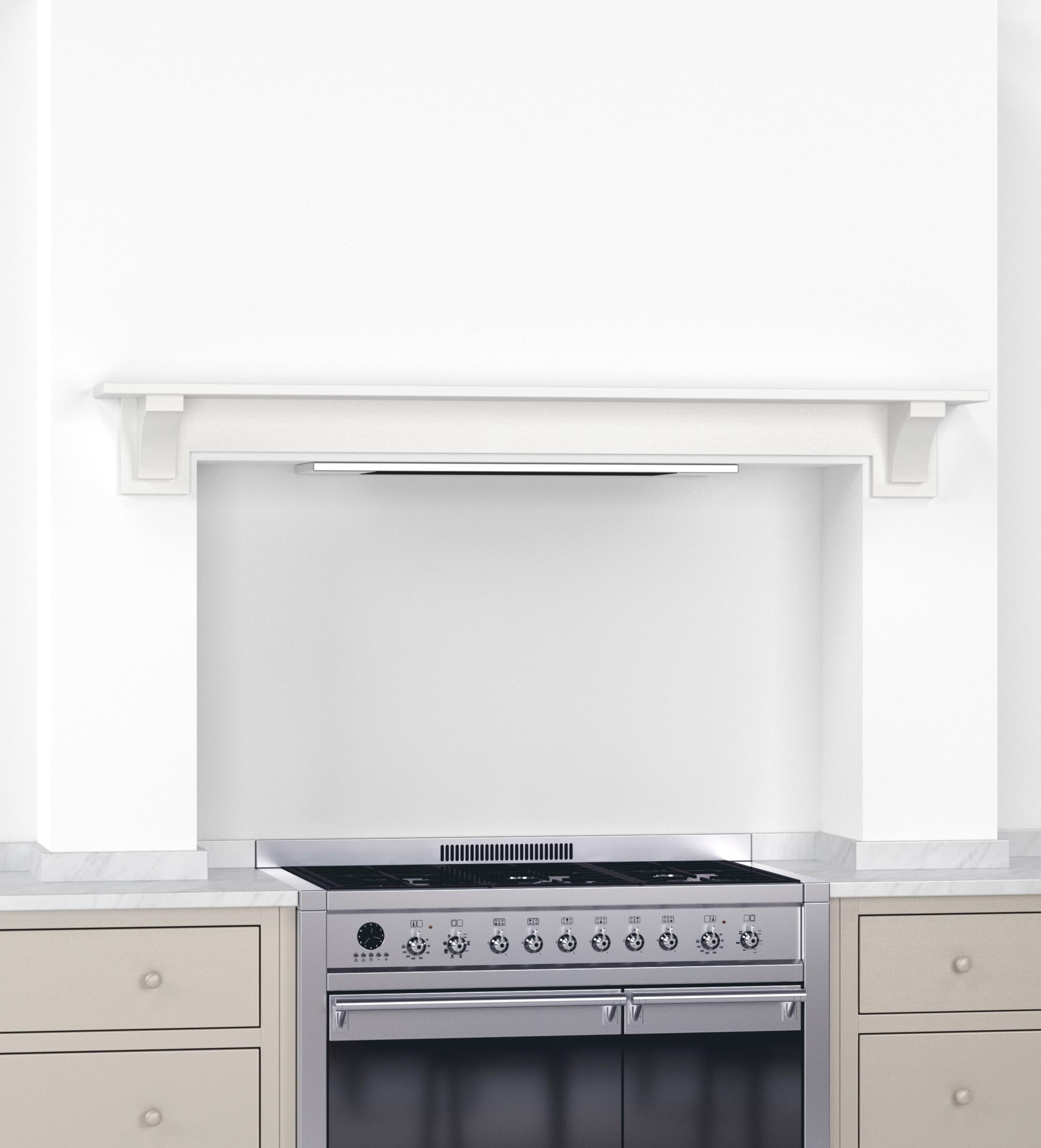 A render of an overmantle shelf from deVOL's Real Shaker range.