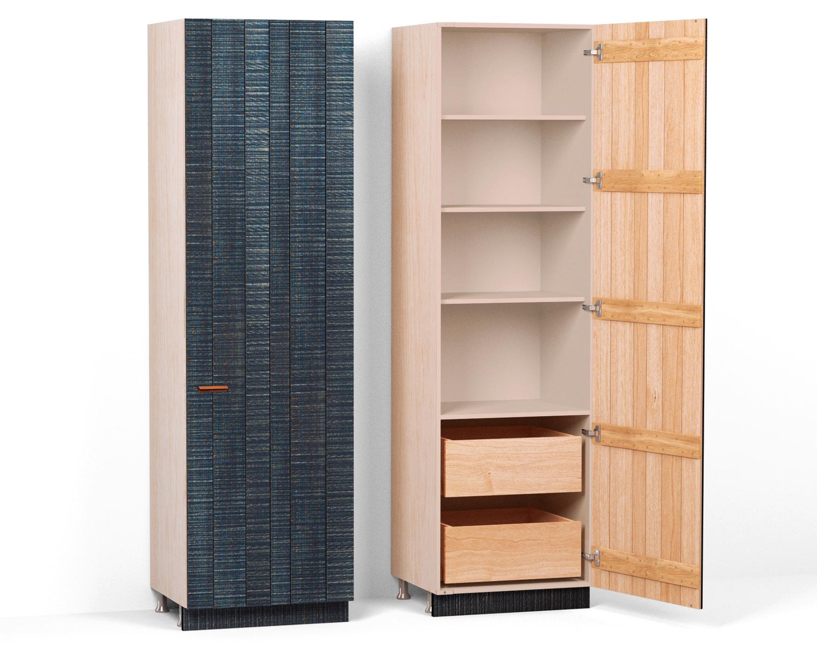 A render of a full height larder cupboard from deVOL's Sebastian Cox range.