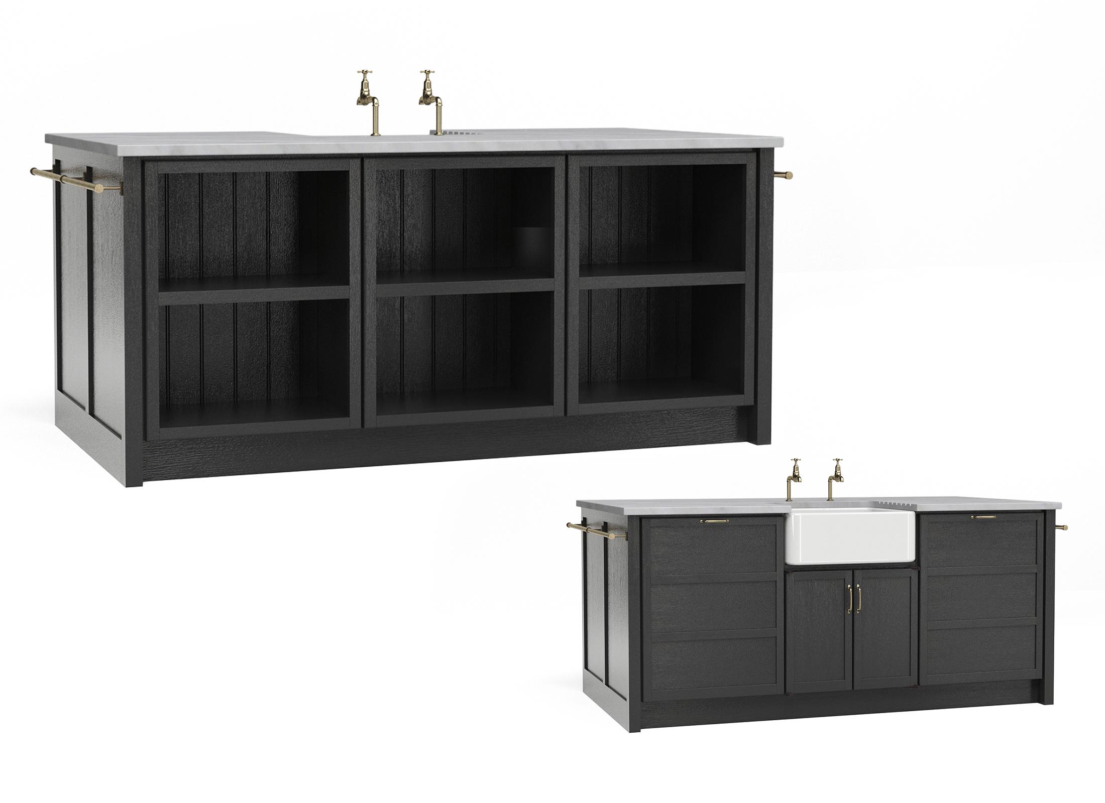 A render of an island cupboard from deVOL's Haberdasher's range.