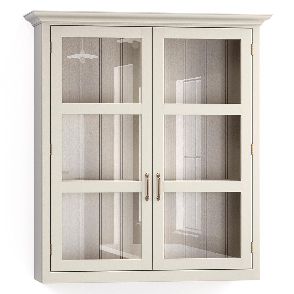 A render of a painted wall cupboard with glazed doors from deVOL's Real Shaker range.