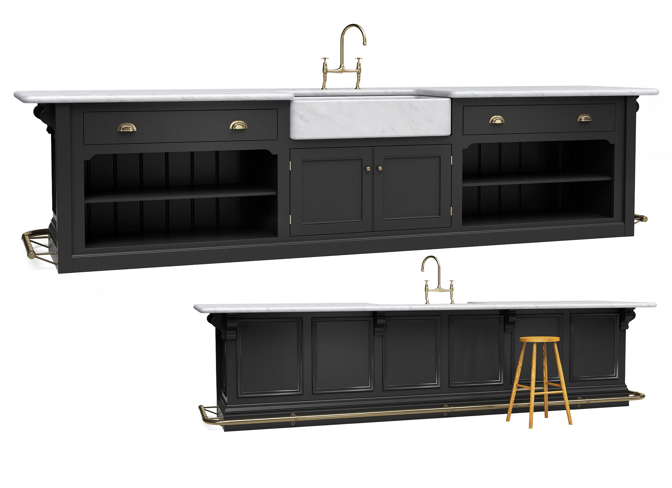 A render of an island cupboard from deVOL's Haberdasher's range.