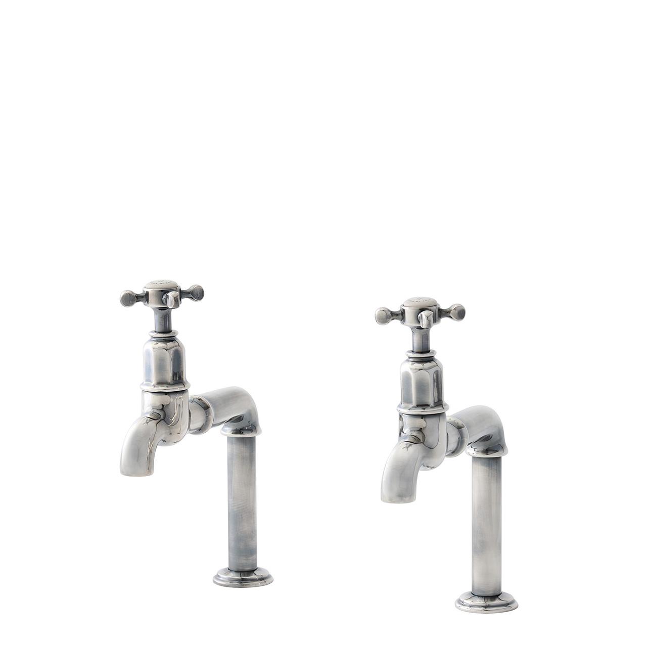 A cut-out image of deVOL Mayan Taps, a traditional style crosshead bib tap, in our antique silver finish.