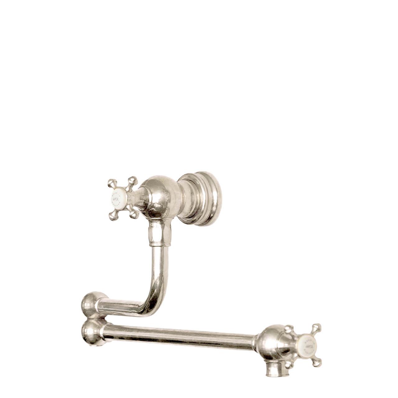 A cut-out image of a traditional style deVOL Nickel Pot Filler Tap.