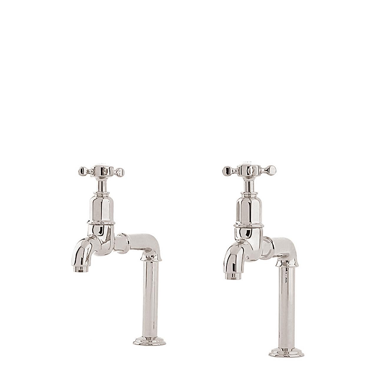 A cut-out image of deVOL Mayan Taps, a traditional style crosshead bib tap, in a chrome finish.