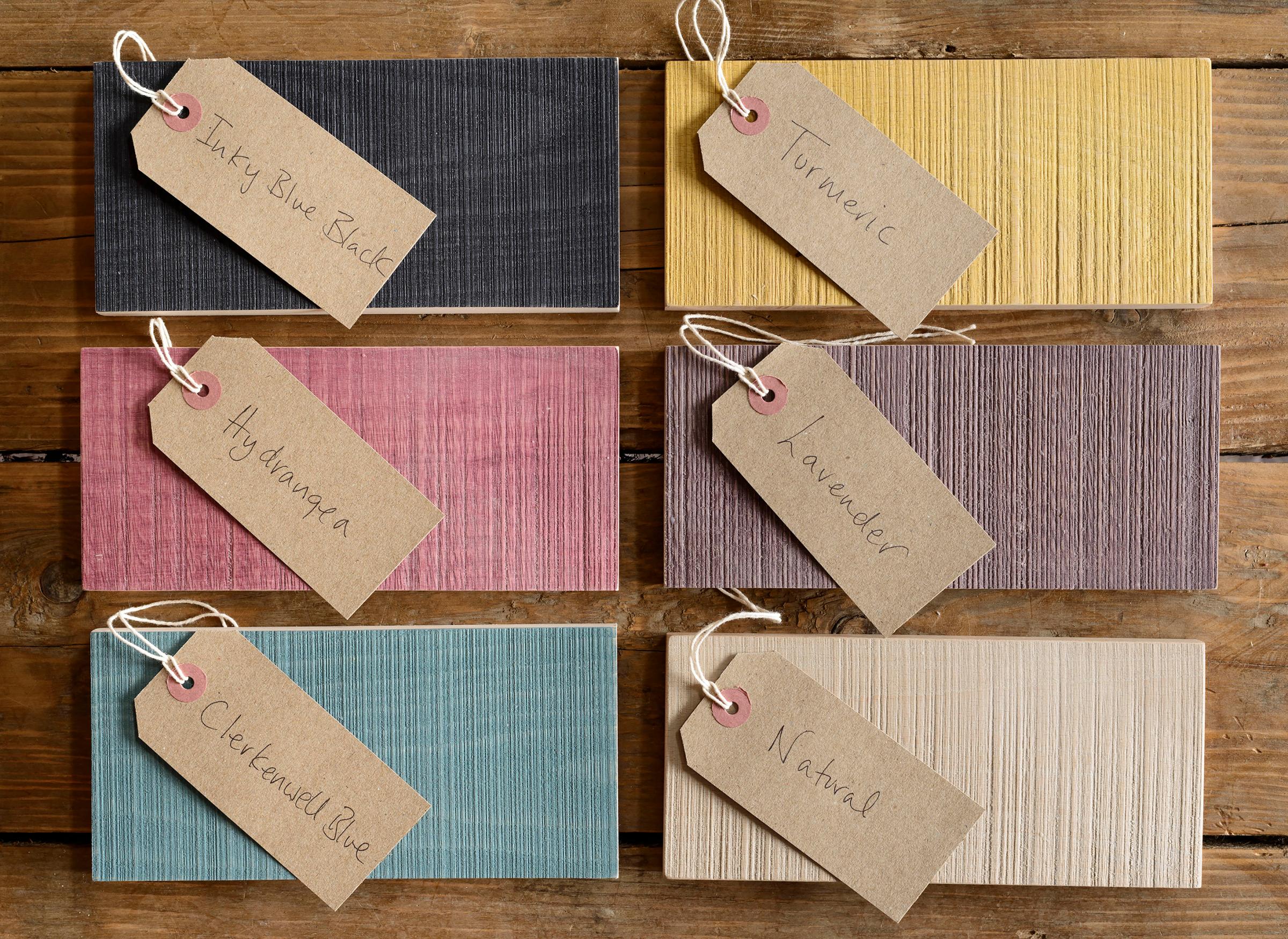 Six colour finishes from deVOL's Sebastian Cox range, 'Inky Blue Black', 'Turmeric', 'Hydrangea', 'Lavender', 'Clerkenwell Blue' and 'Natural'.