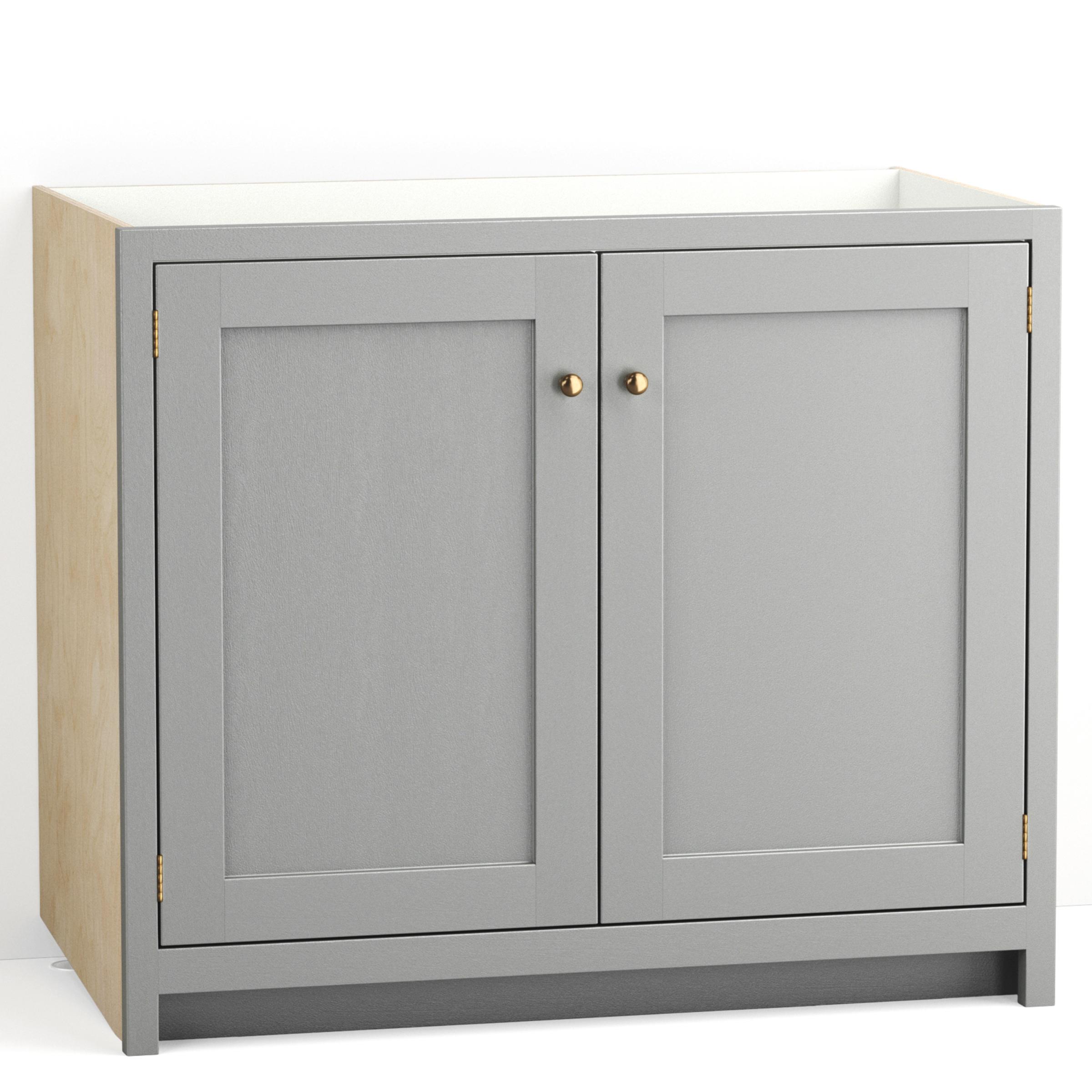 A render of a painted kitchen base cabinet with double doors from deVOL's Real Shaker range.