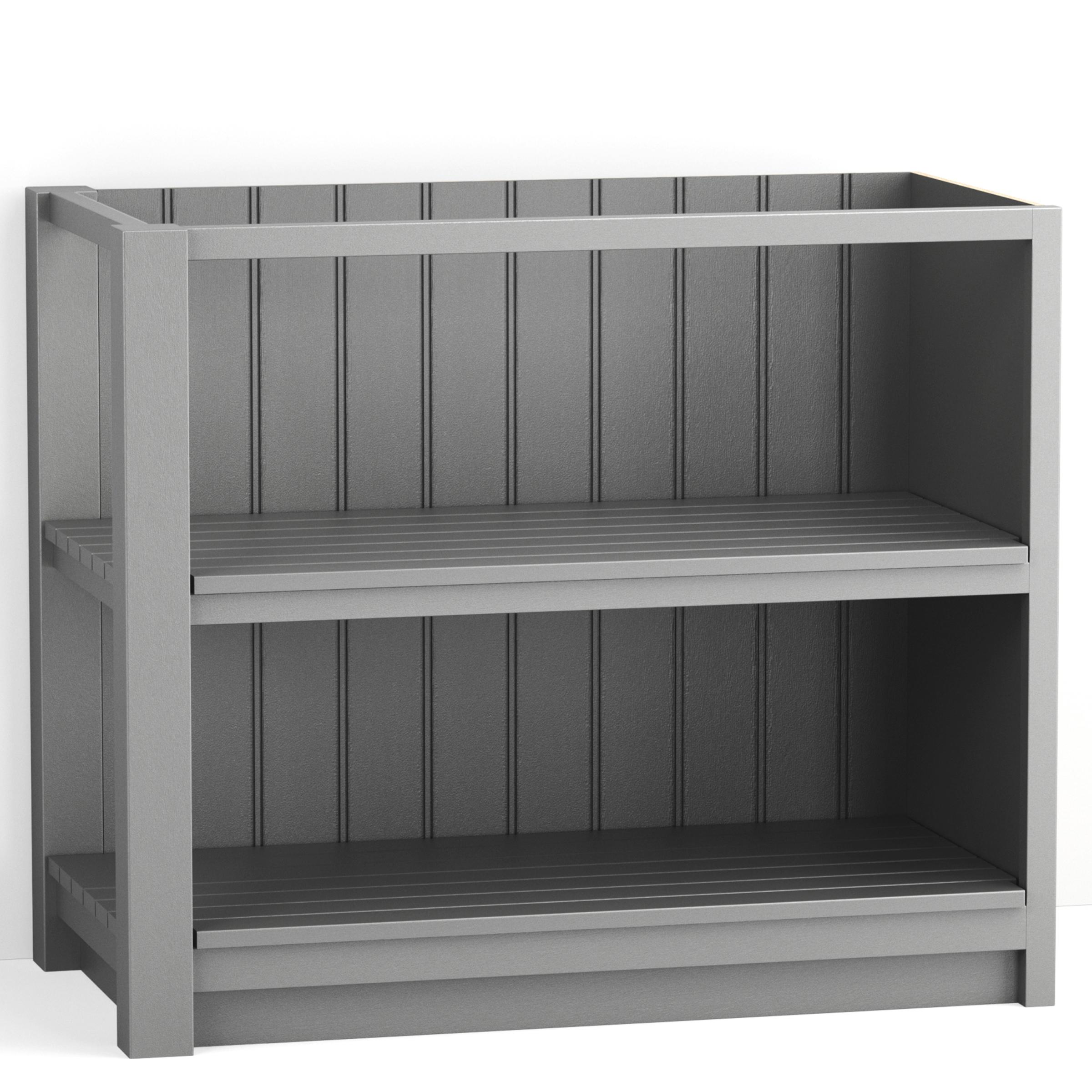 A render of a painted open slatted end base cabinet from deVOL's Real Shaker range.