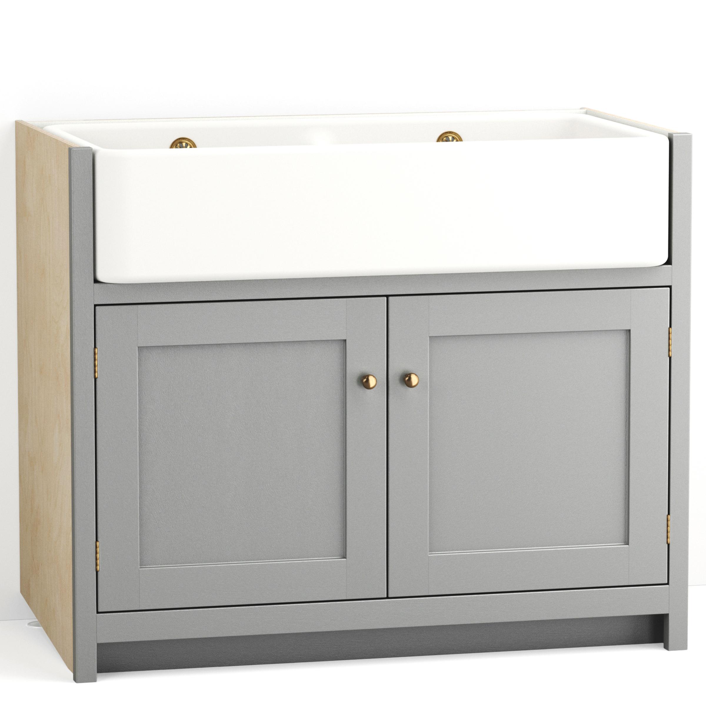 A render of a kitchen sink cupboard from deVOL's Real Shaker range.