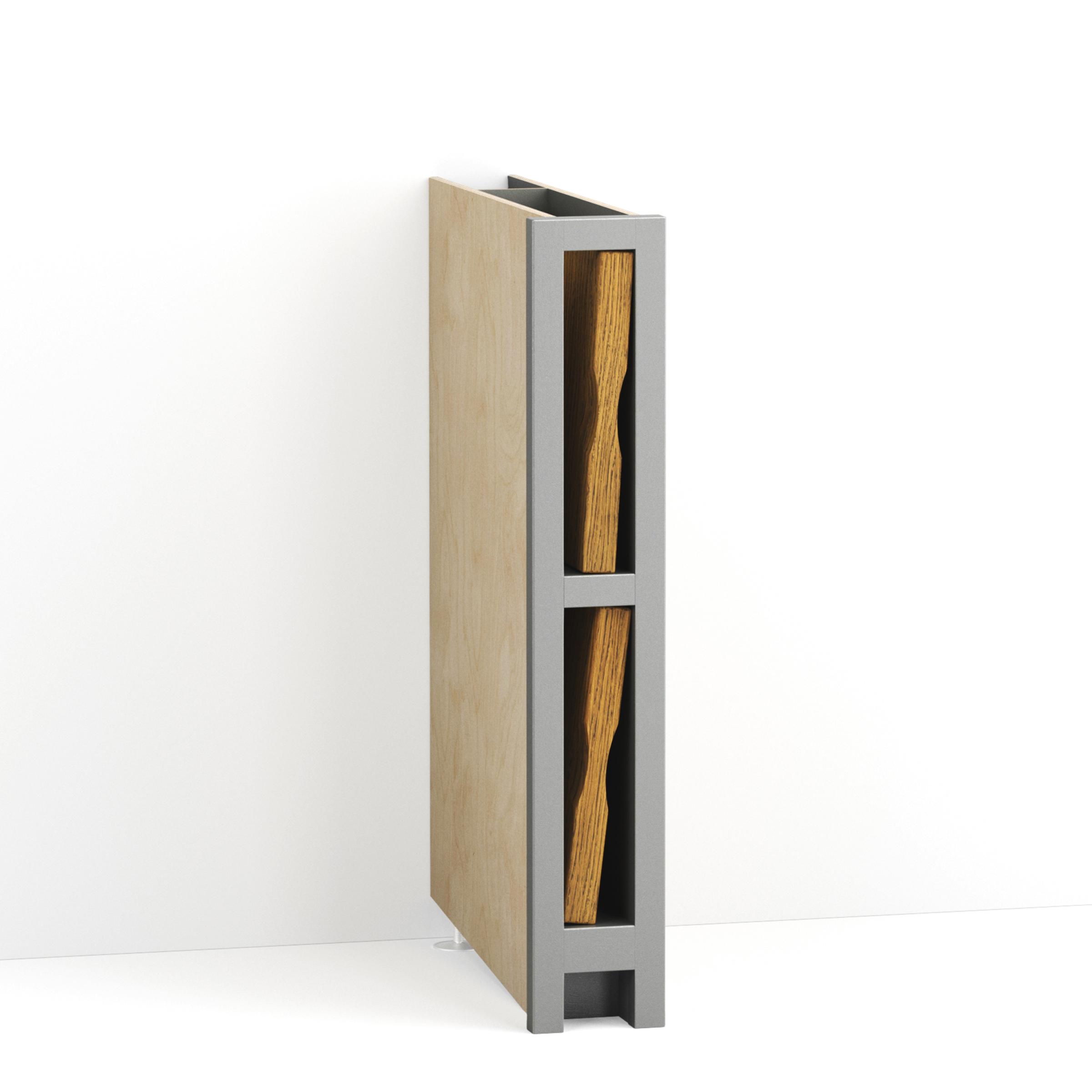 A render of a painted, chopping board slot base cabinet from deVOL's Real Shaker range.