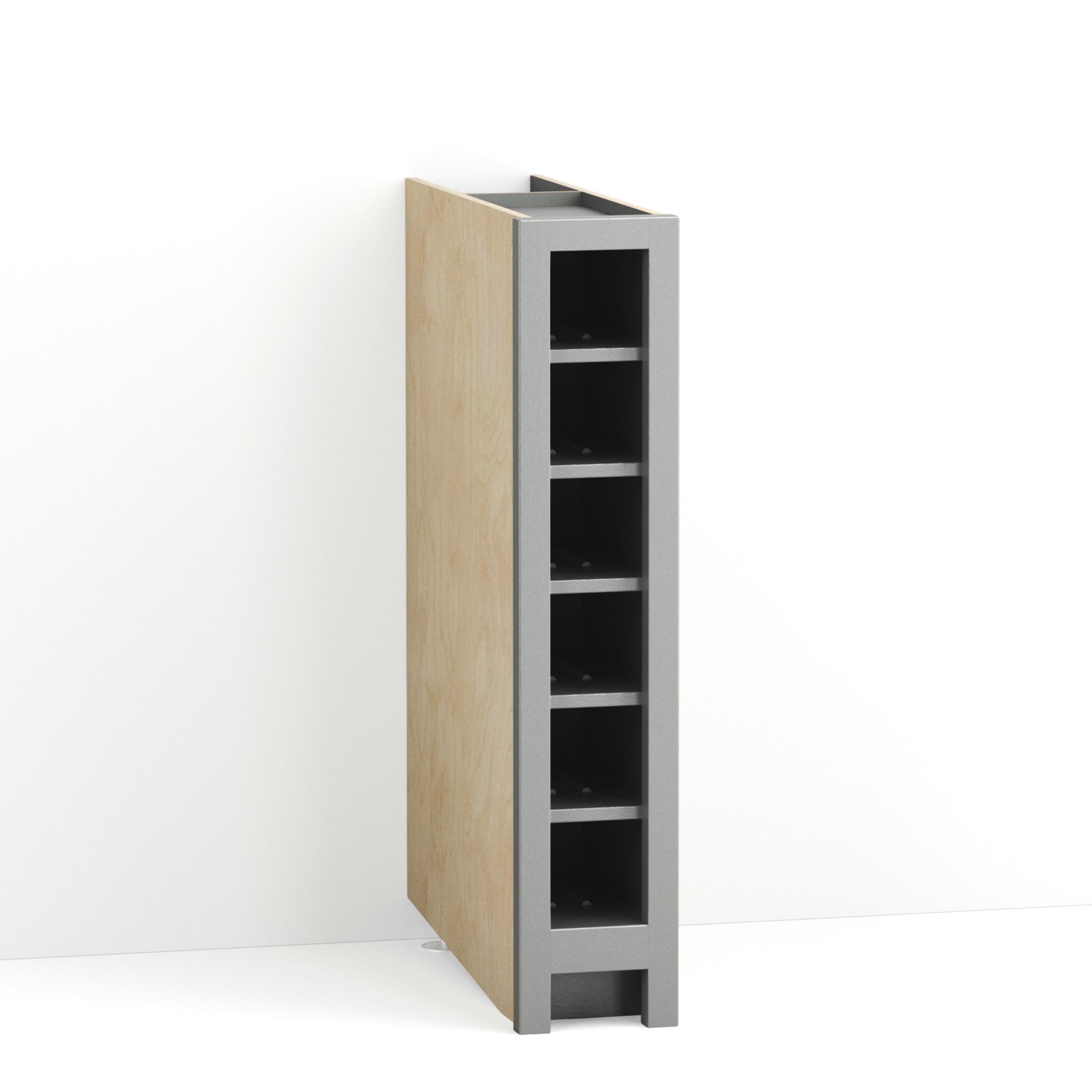 A render of a painted, wine rack base cabinet from deVOL's Real Shaker range.