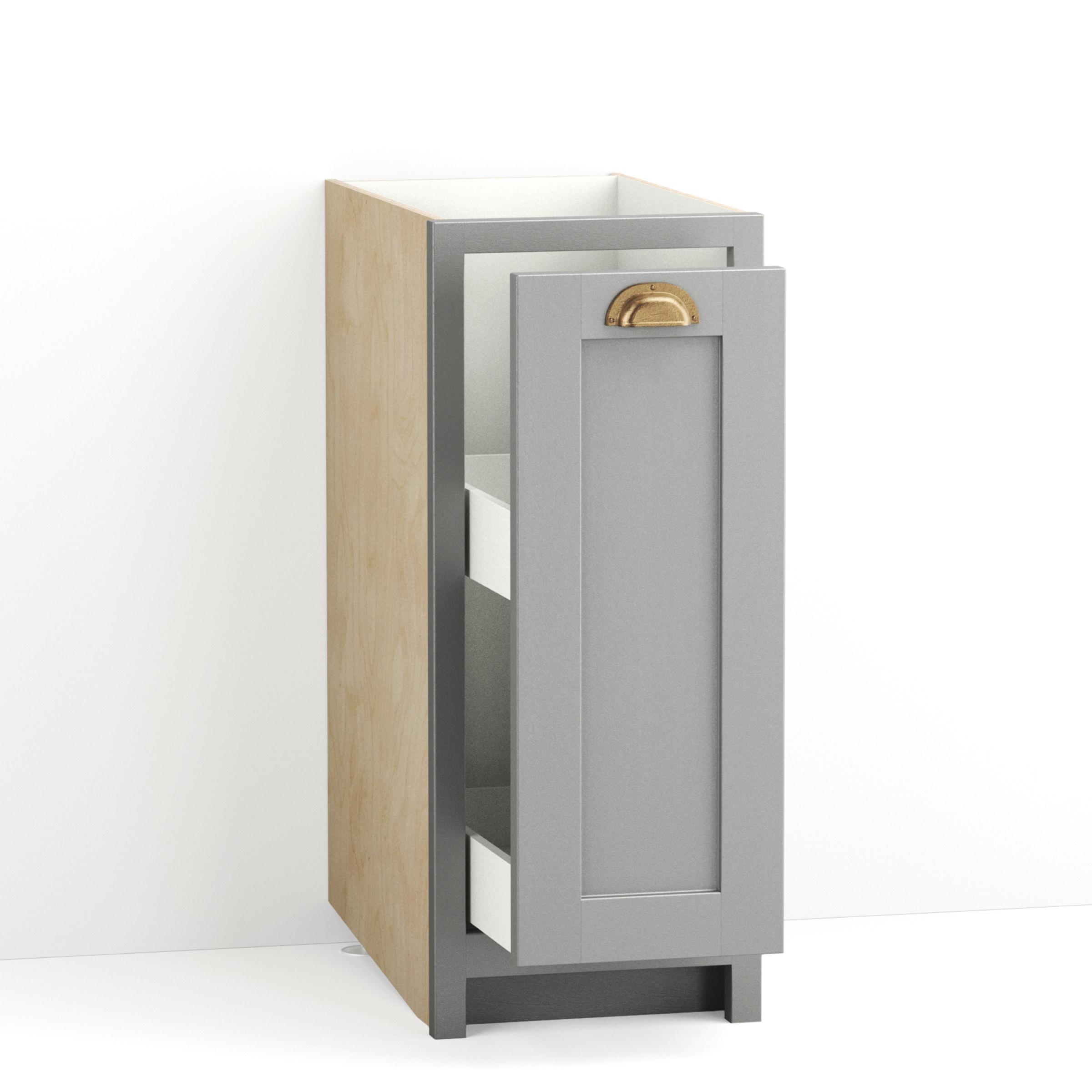 A render of a painted pull-out larder base cabinet from deVOL's Real Shaker range.
