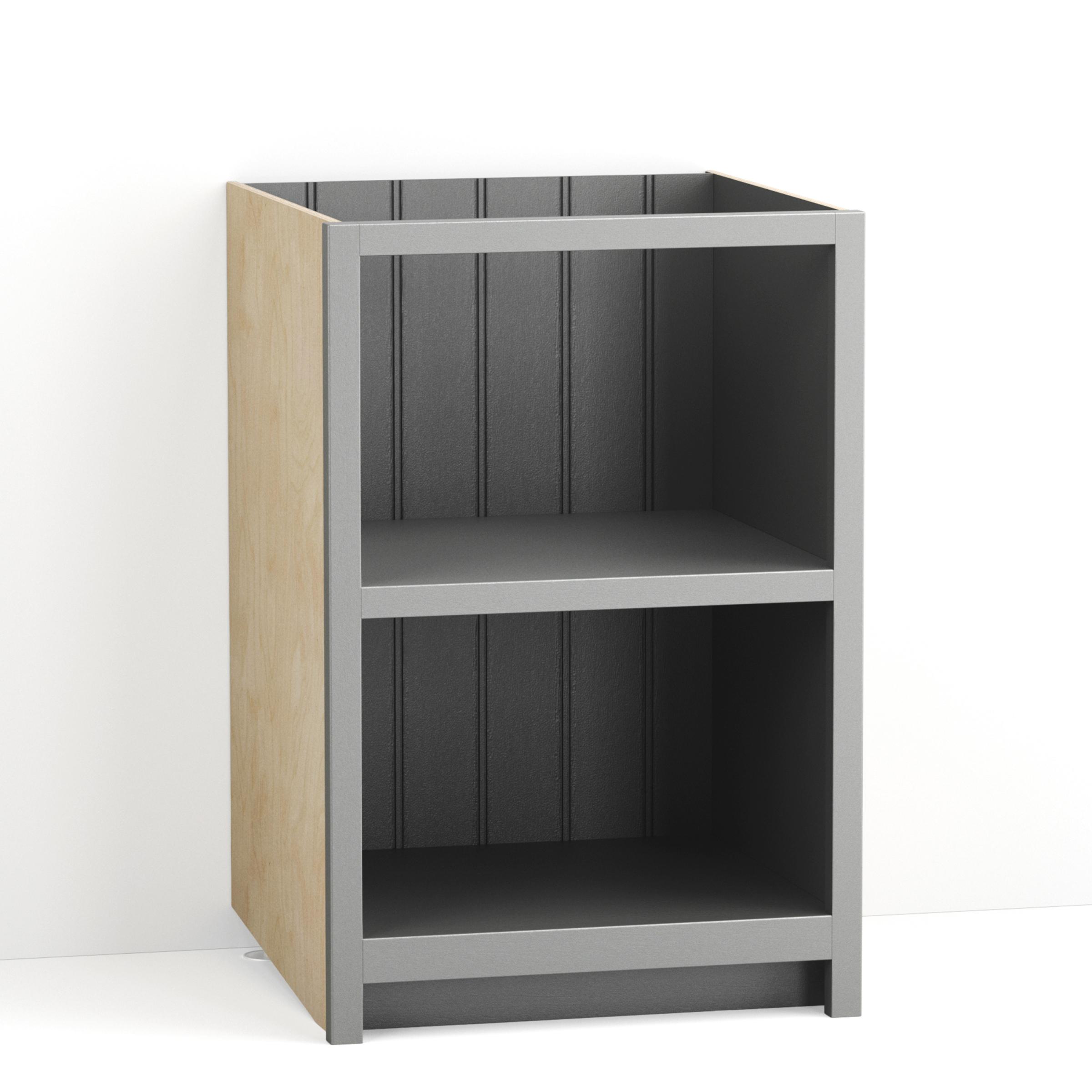 A render of a painted open base cabinet from deVOL's Real Shaker range.