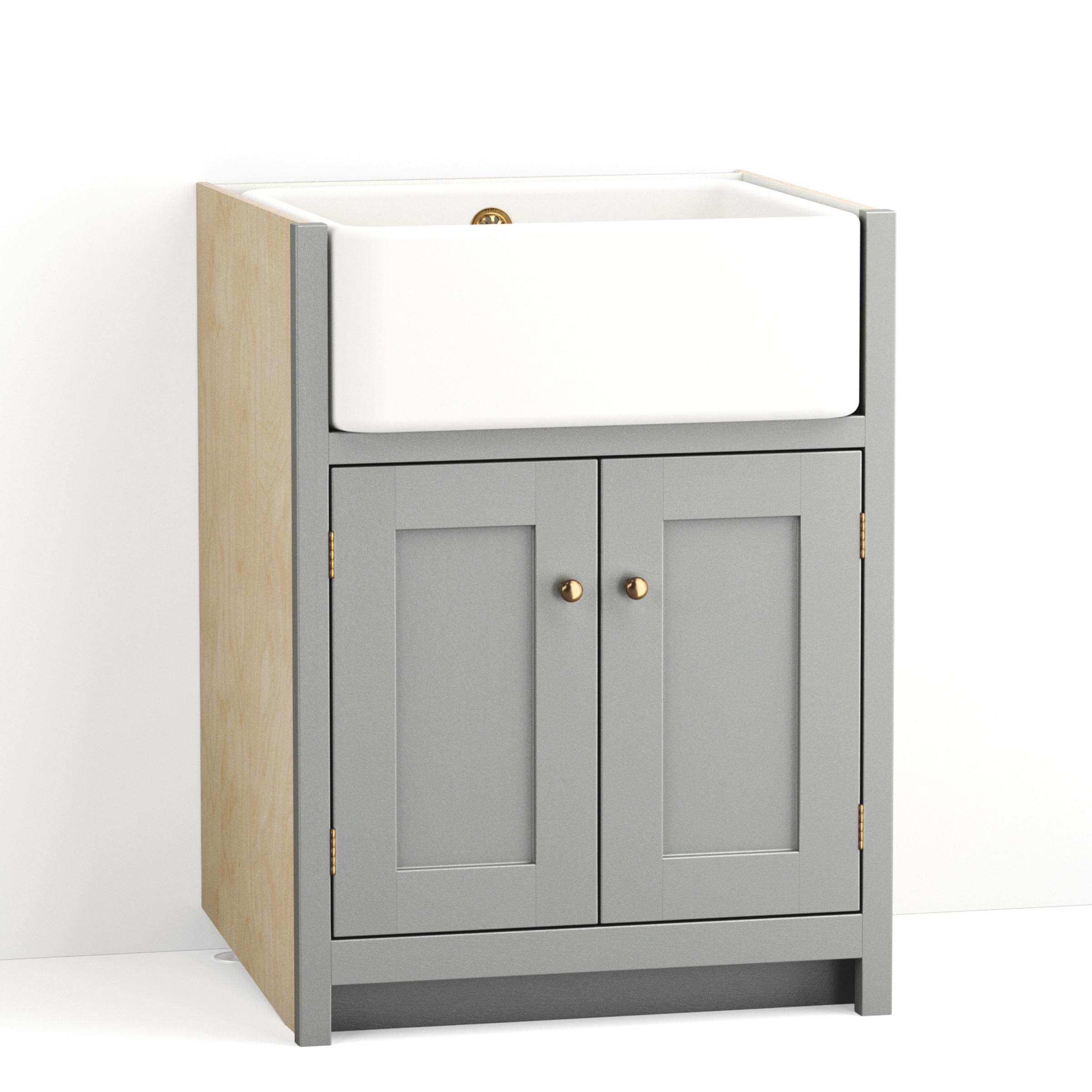A render of a kitchen sink cupboard from deVOL's Real Shaker range.