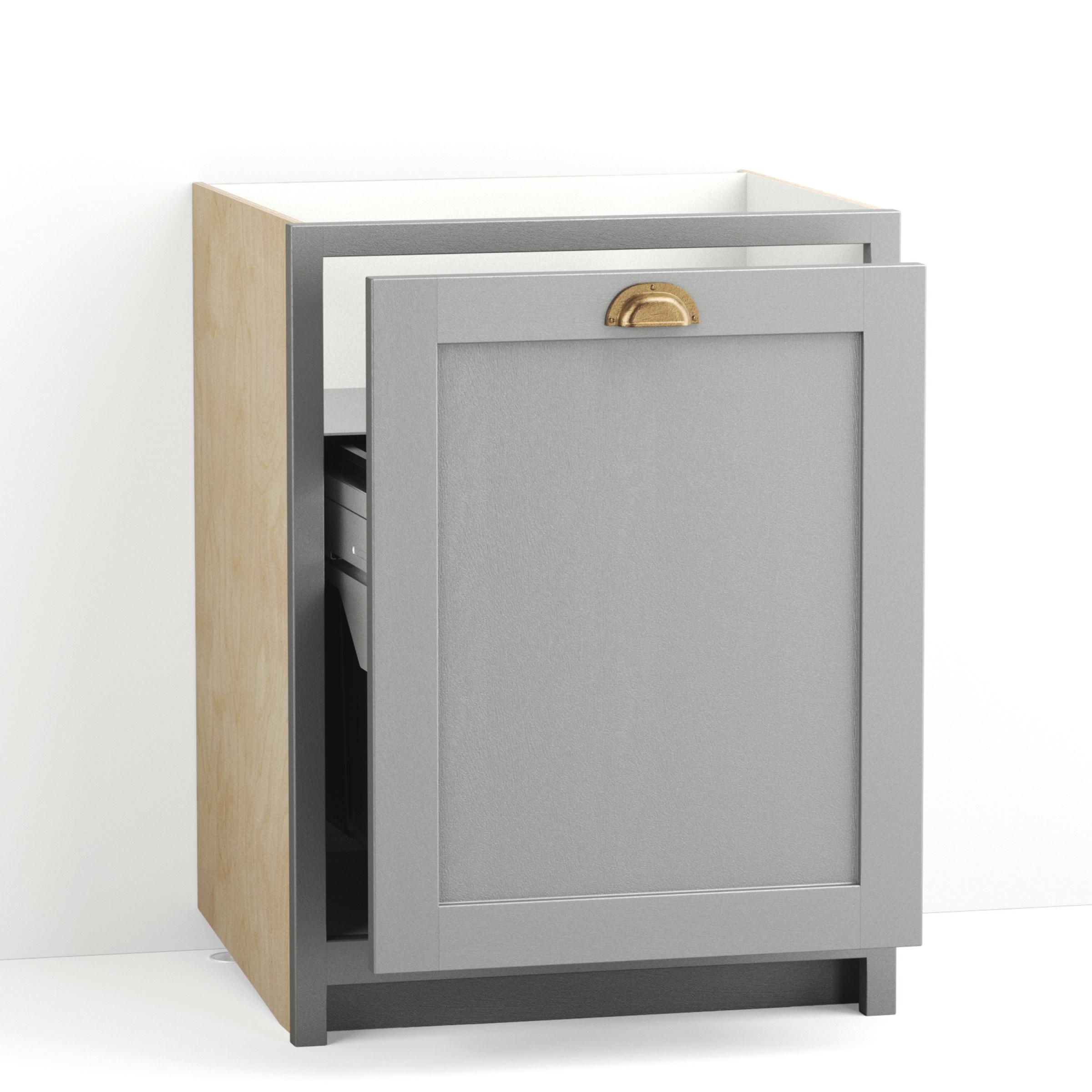 A render of a pull-out bin cupboard from deVOL's Real Shaker range.