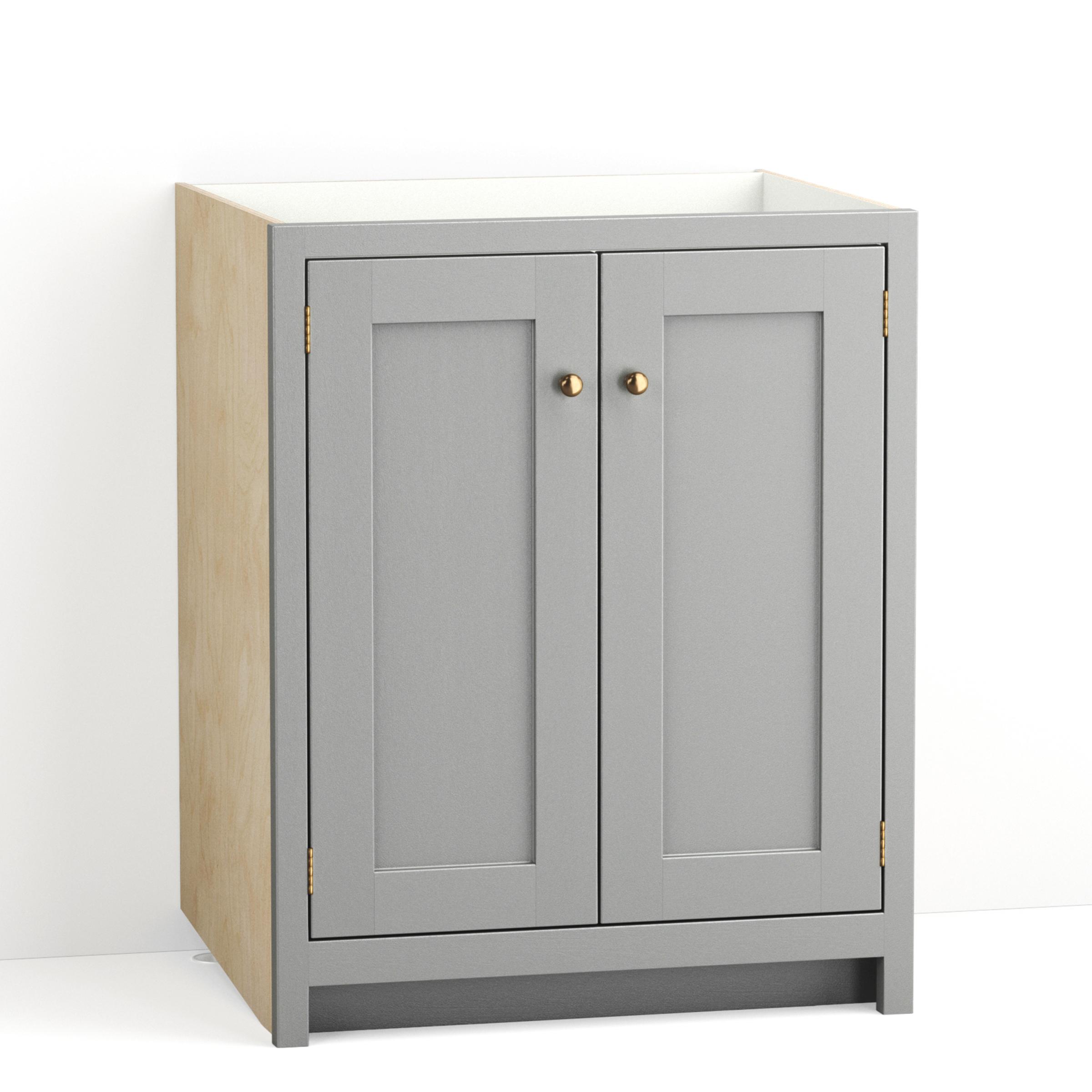 A render of a painted kitchen base cabinet with double doors from deVOL's Real Shaker range.