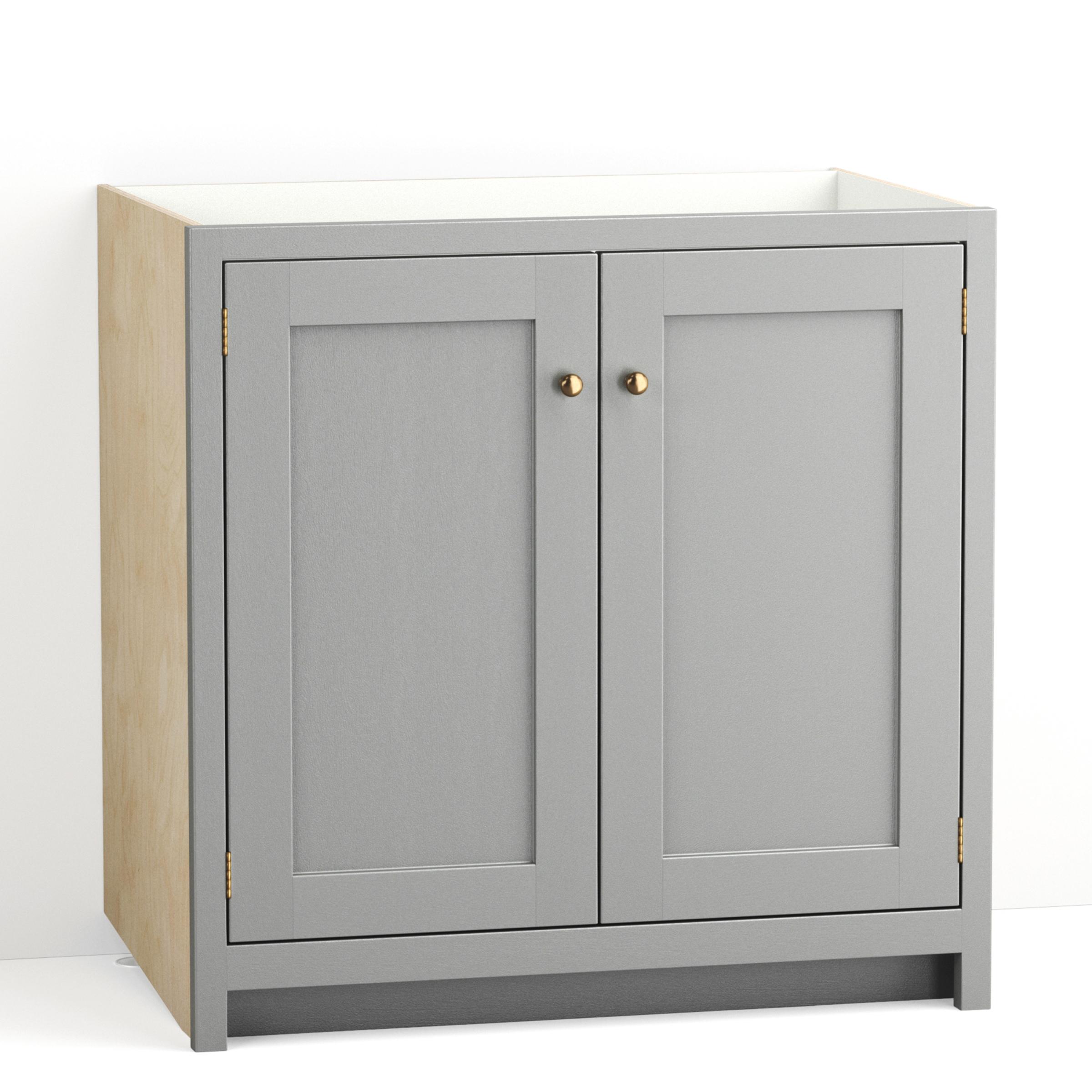 A render of a painted kitchen base cabinet with double doors from deVOL's Real Shaker range.